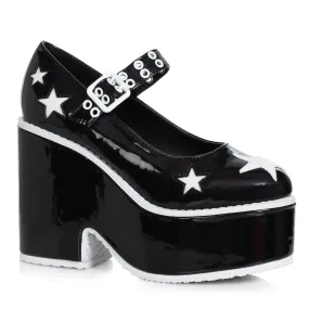456-MINA 4"  Mary-Jane Wedge With Star Cutout