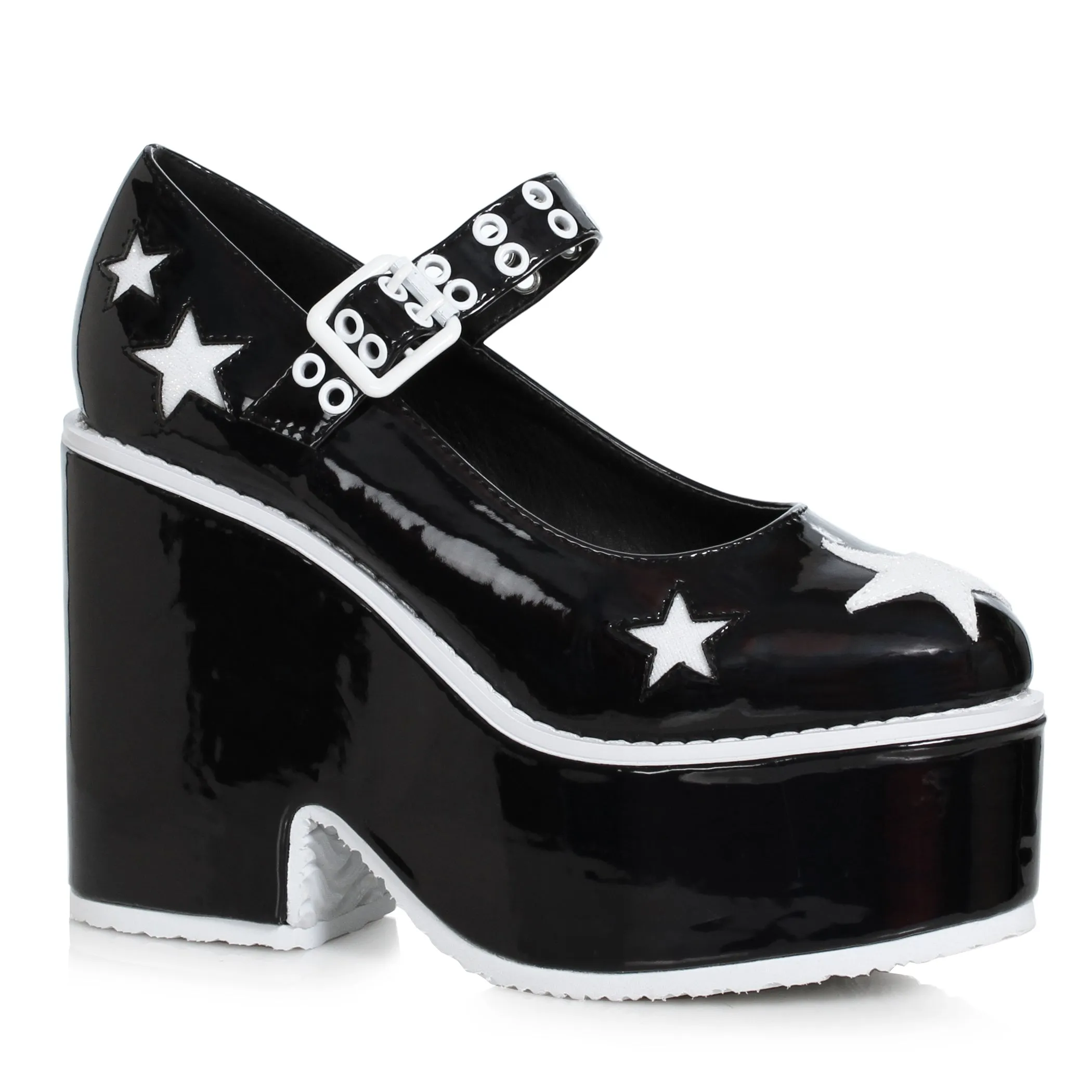 456-MINA 4"  Mary-Jane Wedge With Star Cutout
