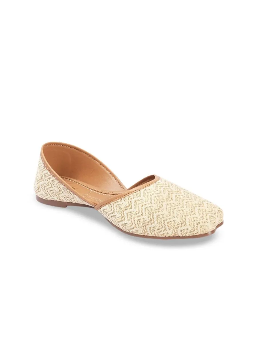 Anouk Beige Embellished Round Toe Mojaris