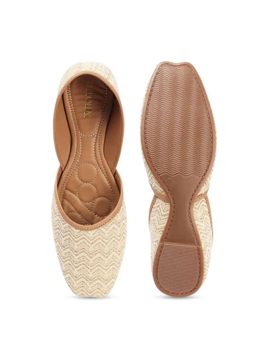 Anouk Beige Embellished Round Toe Mojaris
