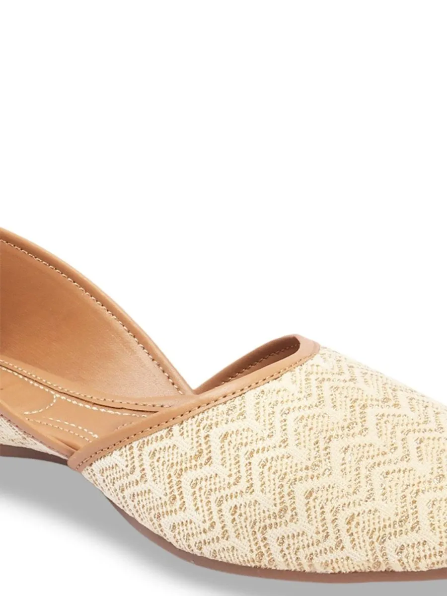 Anouk Beige Embellished Round Toe Mojaris