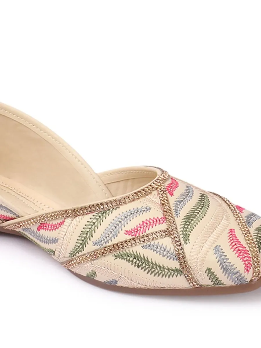 Anouk Women Embellished Synthetic Leather Mojaris