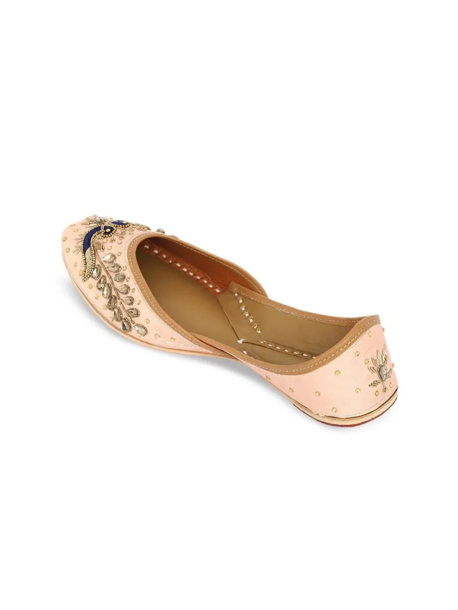 Anouk Women Rose Gold Coloured Ethnic Embellished Mojaris
