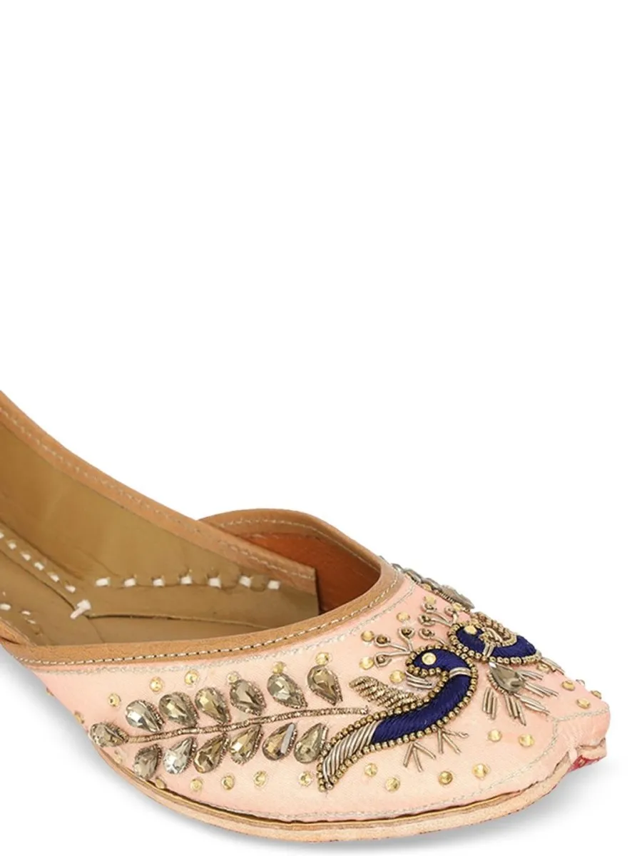 Anouk Women Rose Gold Coloured Ethnic Embellished Mojaris