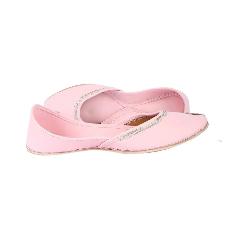 Baby Pink Hand-Crafted Jutti | Embellished Zari | Summery And Day Wear