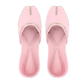 Baby Pink Hand-Crafted Jutti | Embellished Zari | Summery And Day Wear