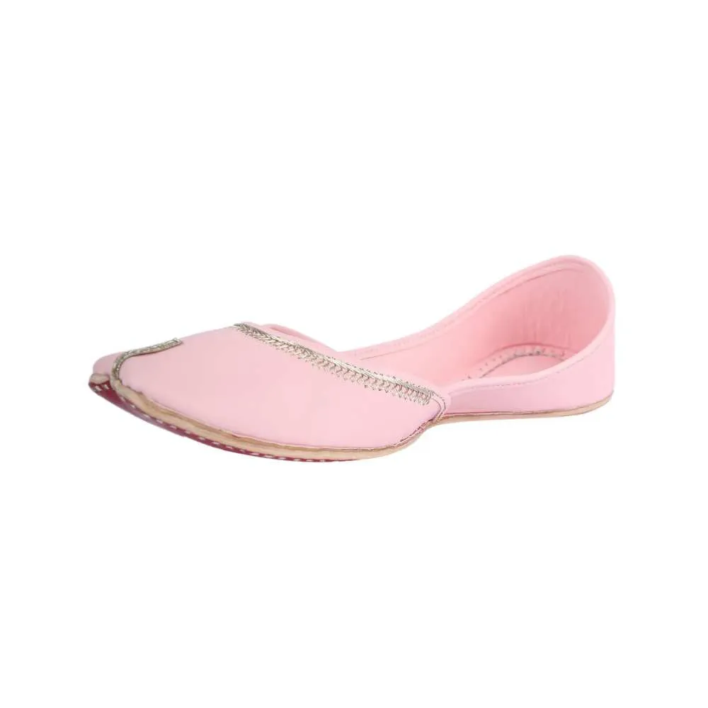Baby Pink Hand-Crafted Jutti | Embellished Zari | Summery And Day Wear