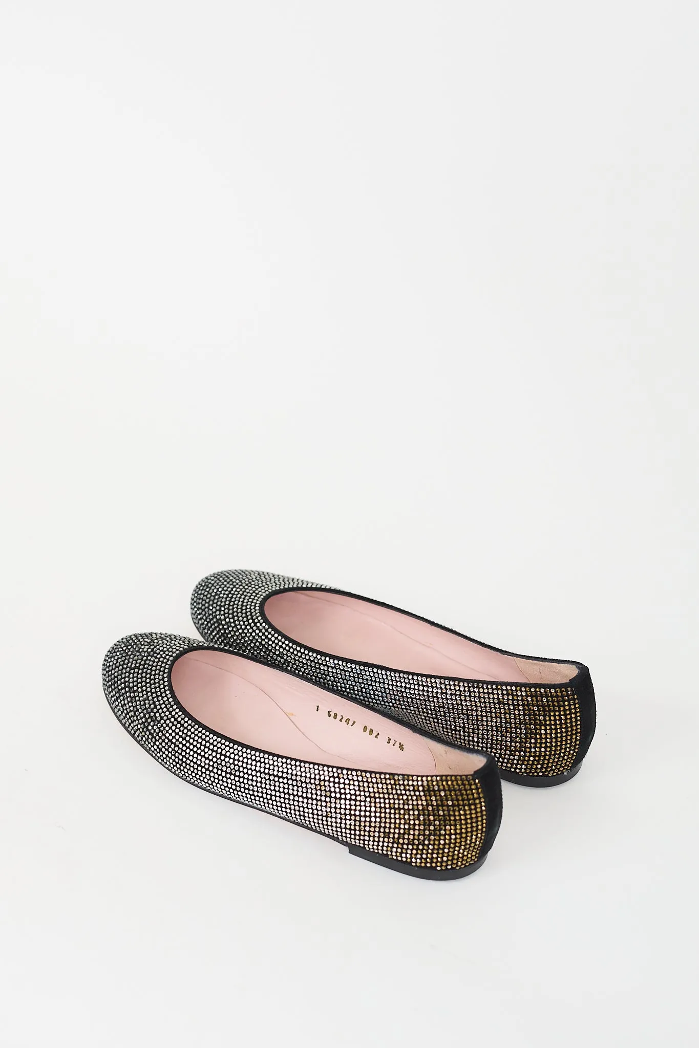 Black Crystal Embellished Flat