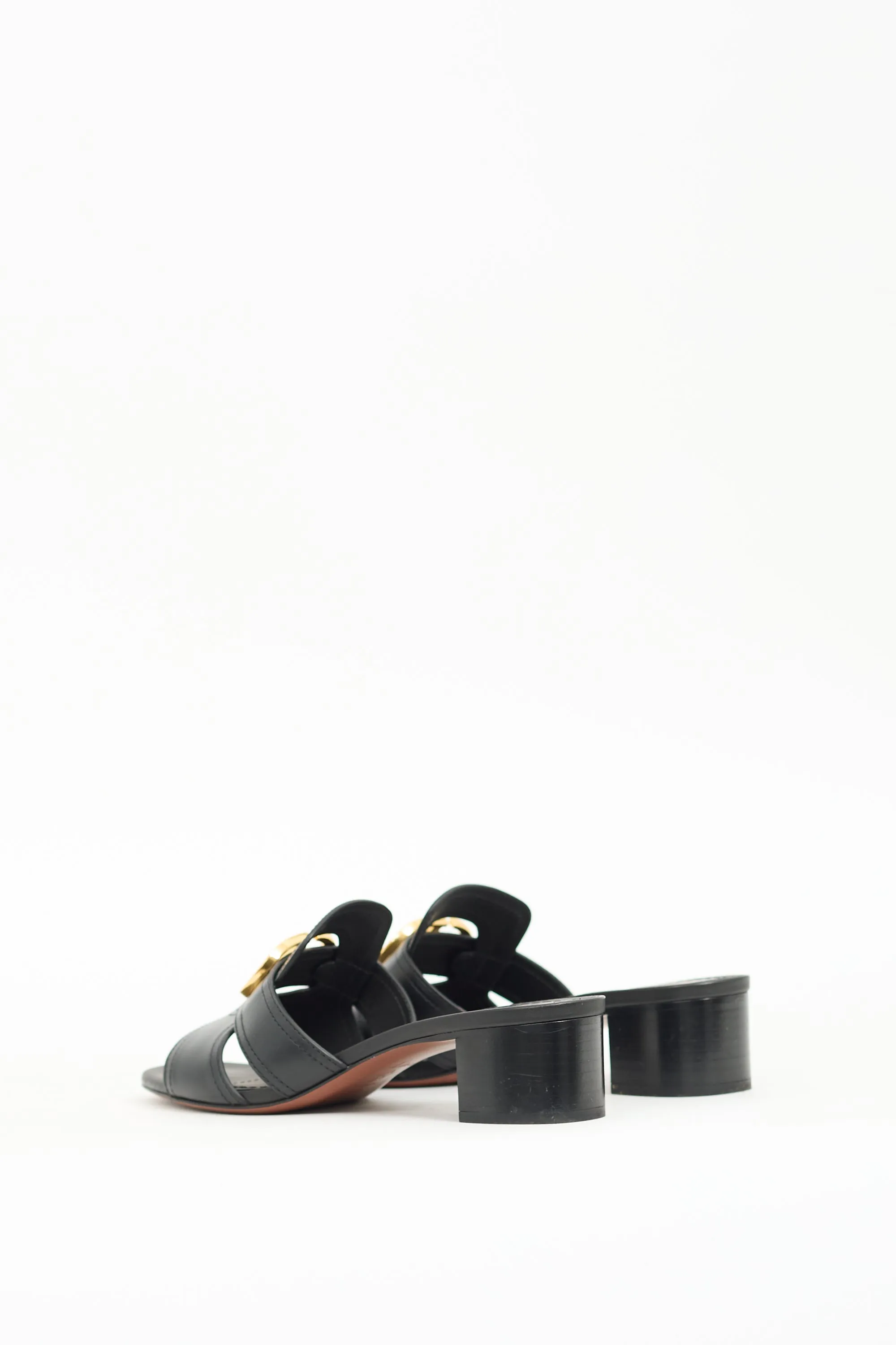Black Leather 30 Montaigne Heeled Mule