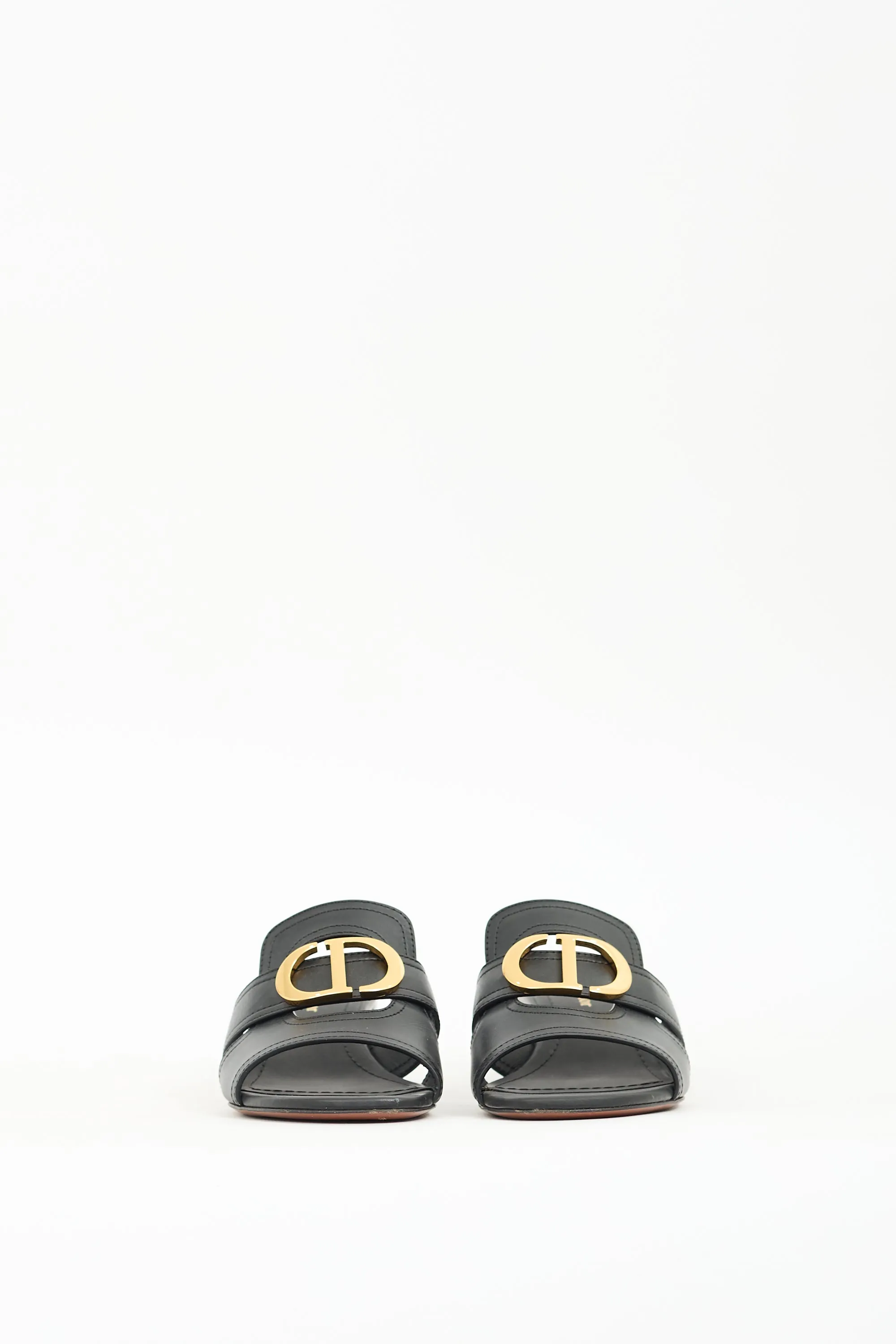 Black Leather 30 Montaigne Heeled Mule