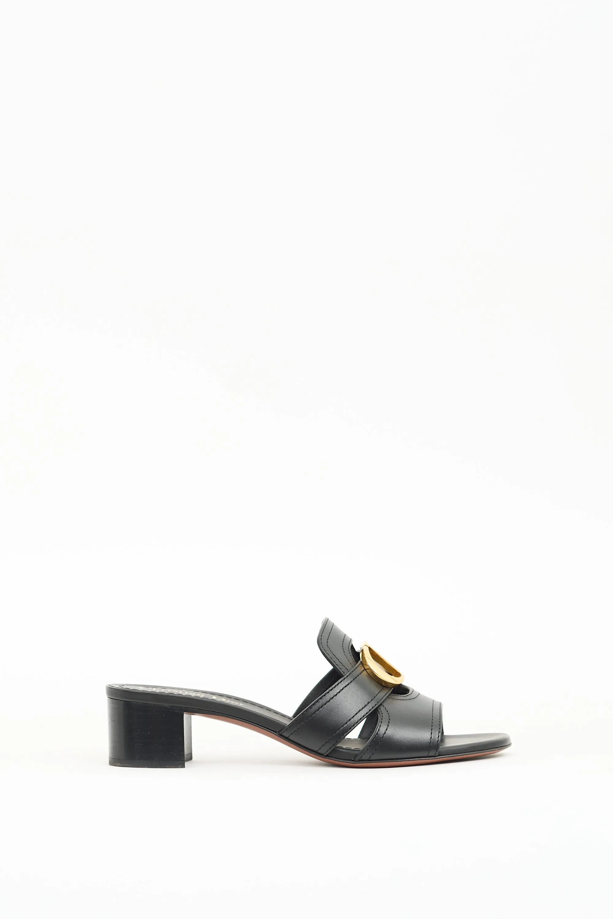 Black Leather 30 Montaigne Heeled Mule