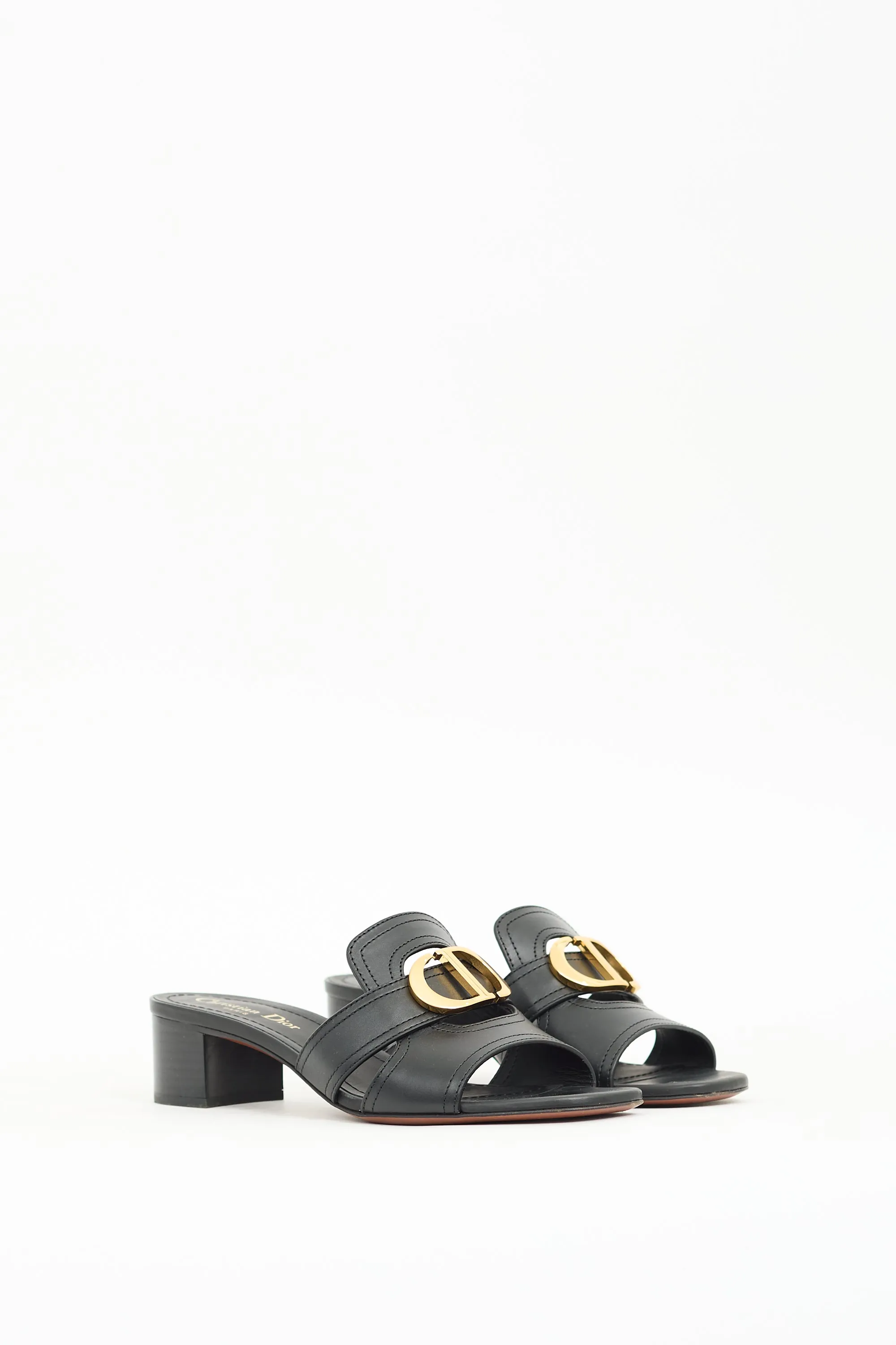 Black Leather 30 Montaigne Heeled Mule