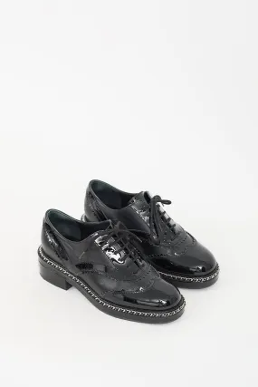 Black Leather Chain Embellished Oxford