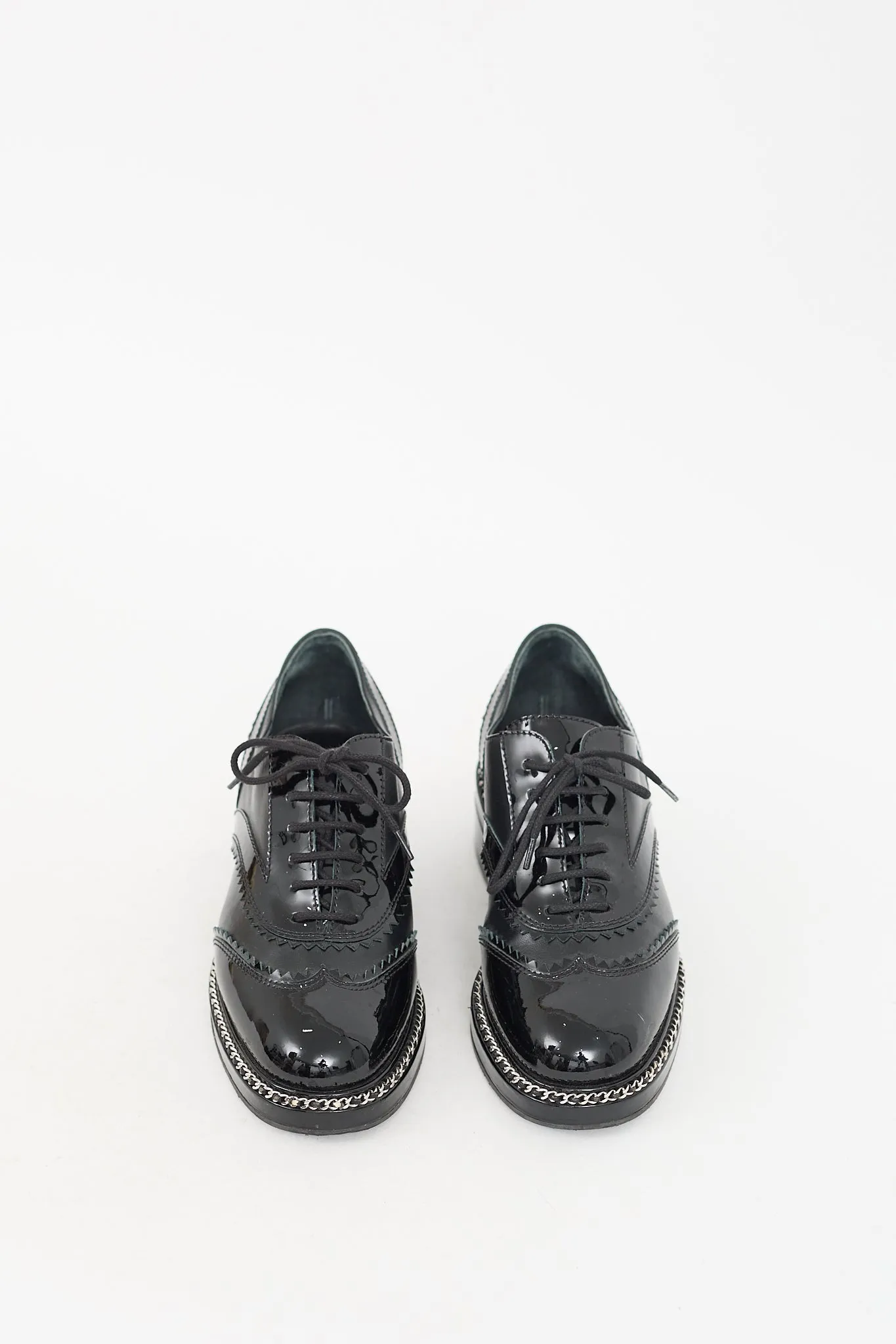Black Leather Chain Embellished Oxford