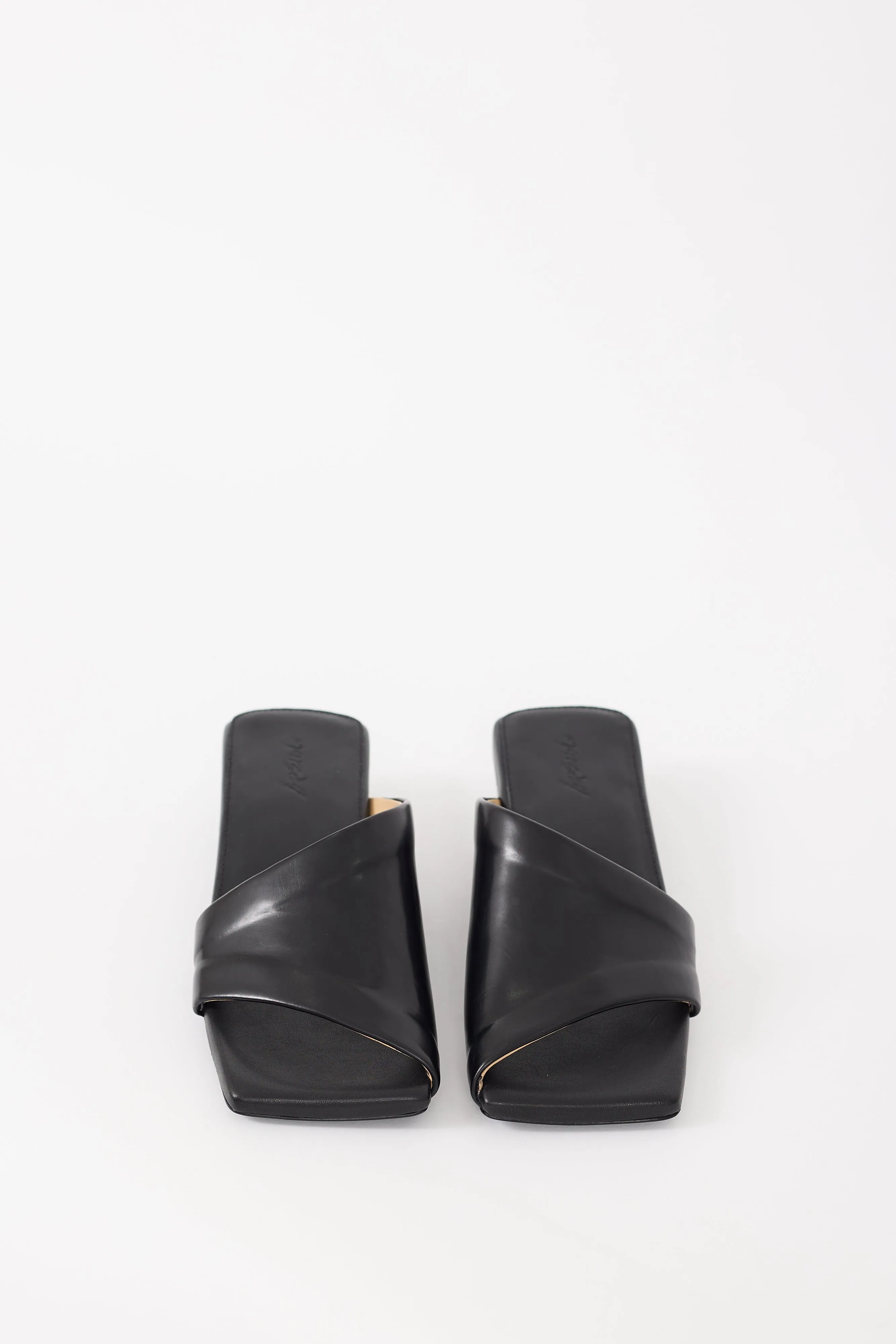 Black Leather Scalino Heeled Mule