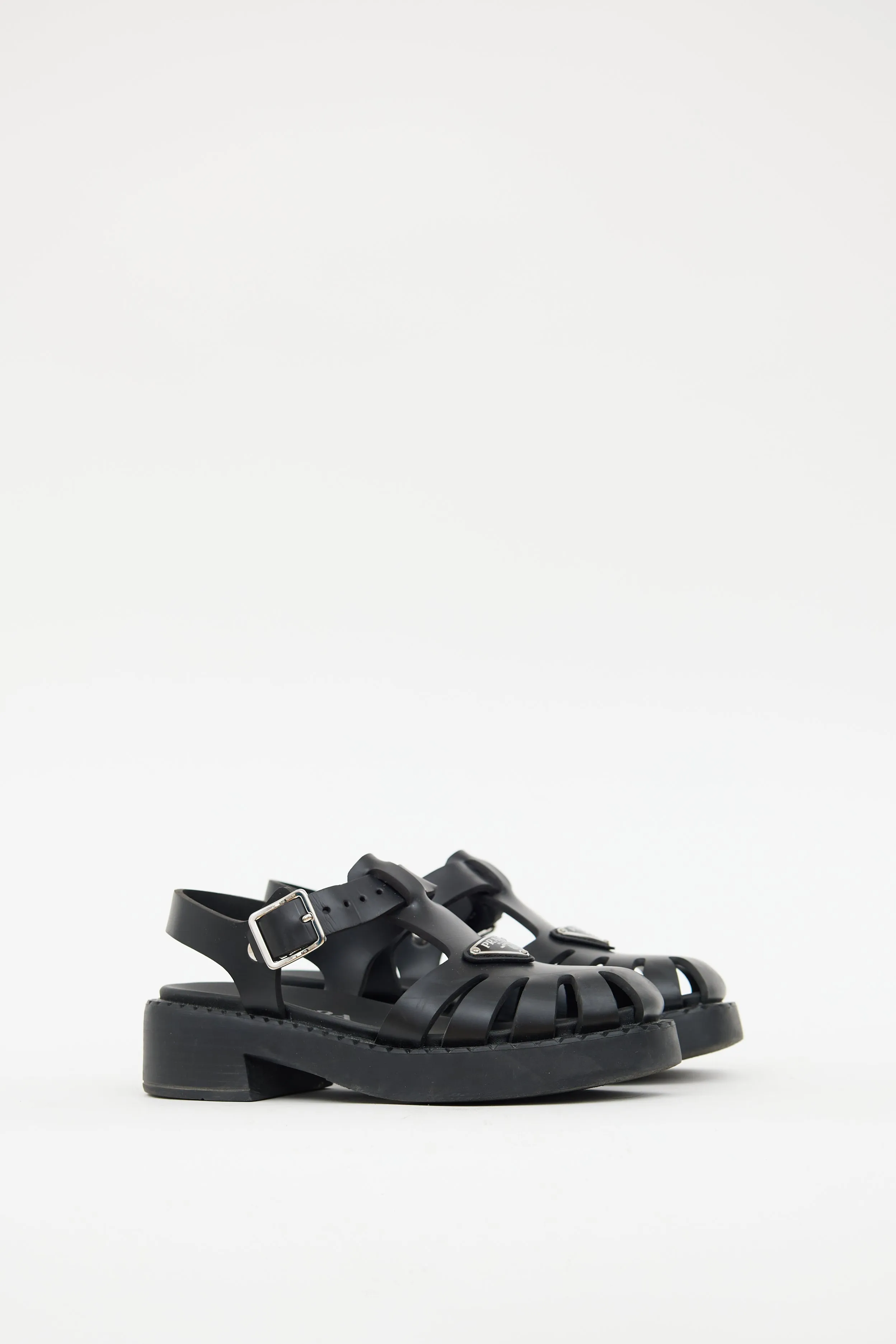 Black Rubber Caged Sandal