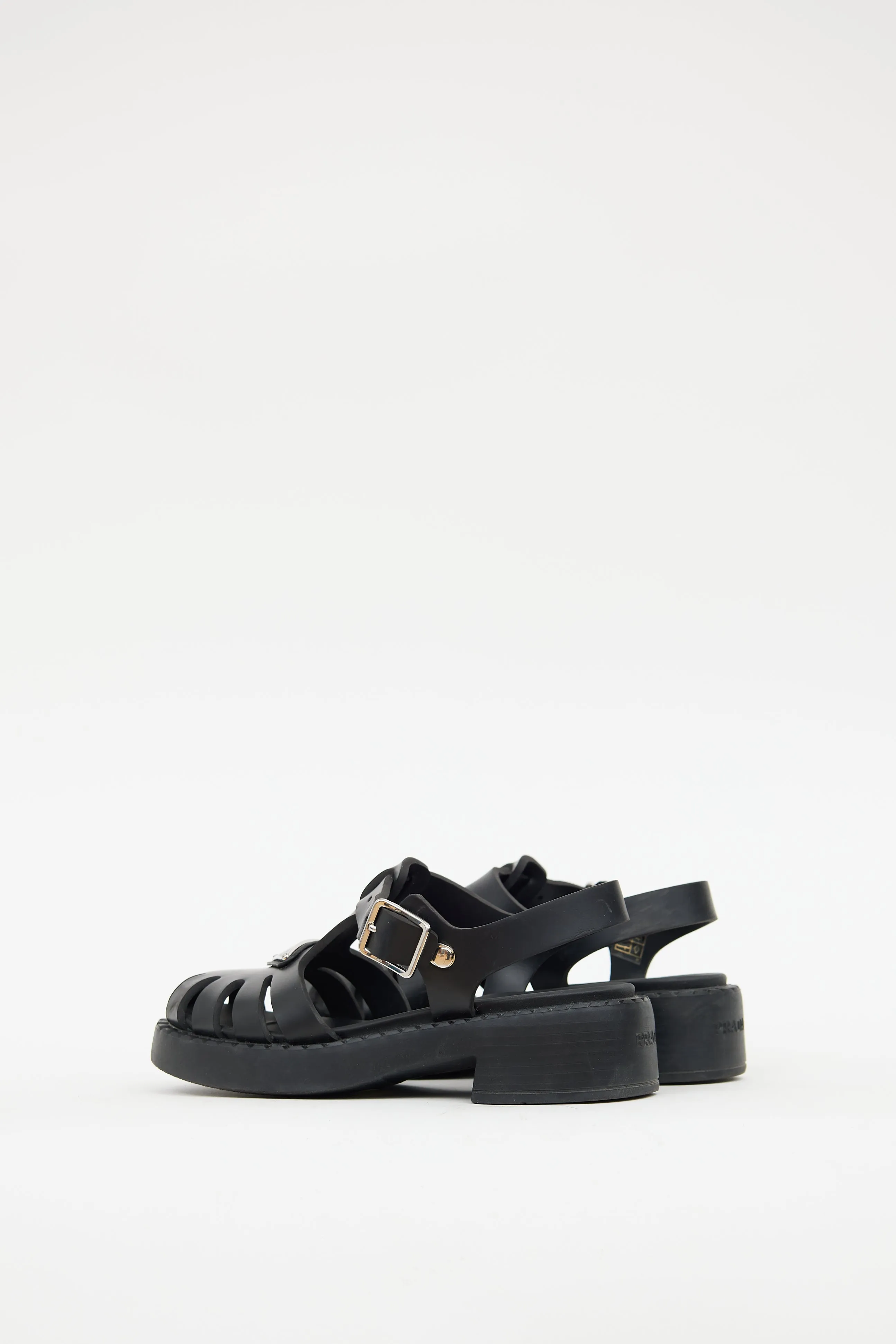Black Rubber Caged Sandal