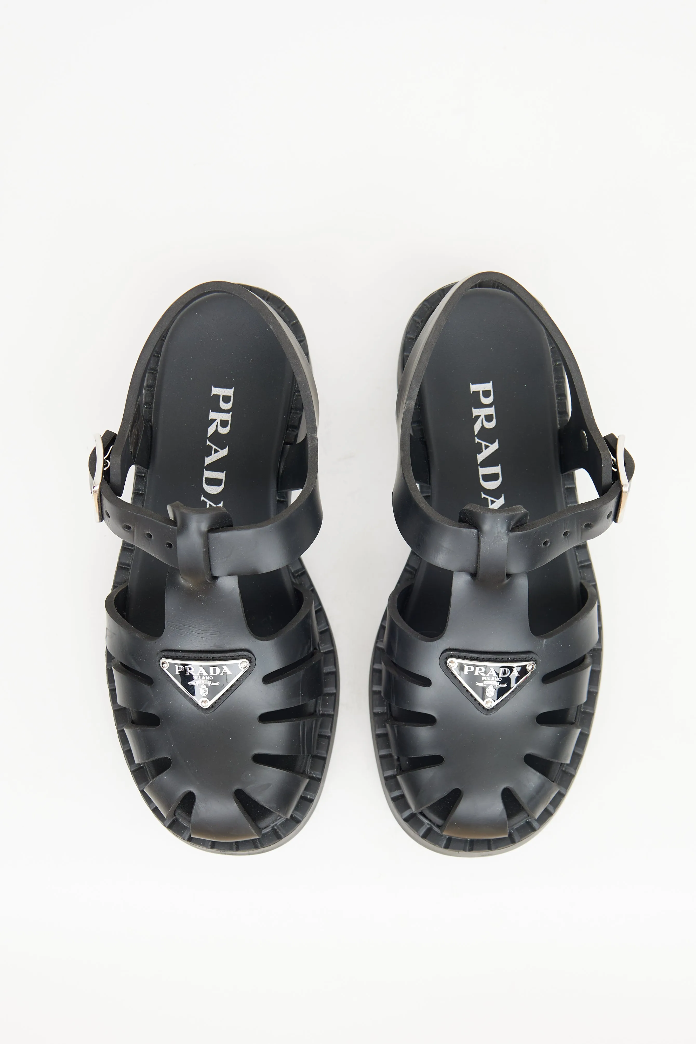Black Rubber Caged Sandal