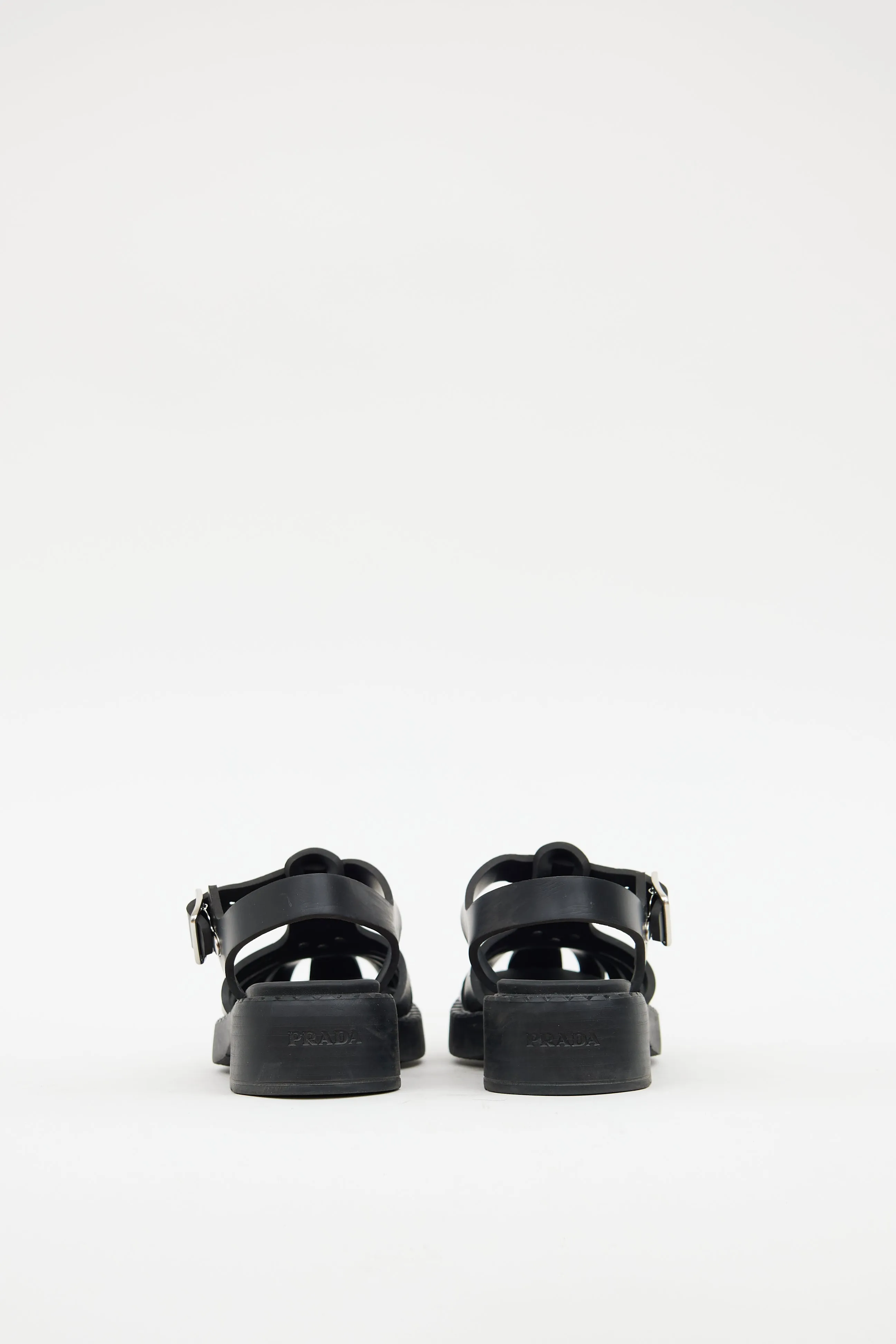 Black Rubber Caged Sandal