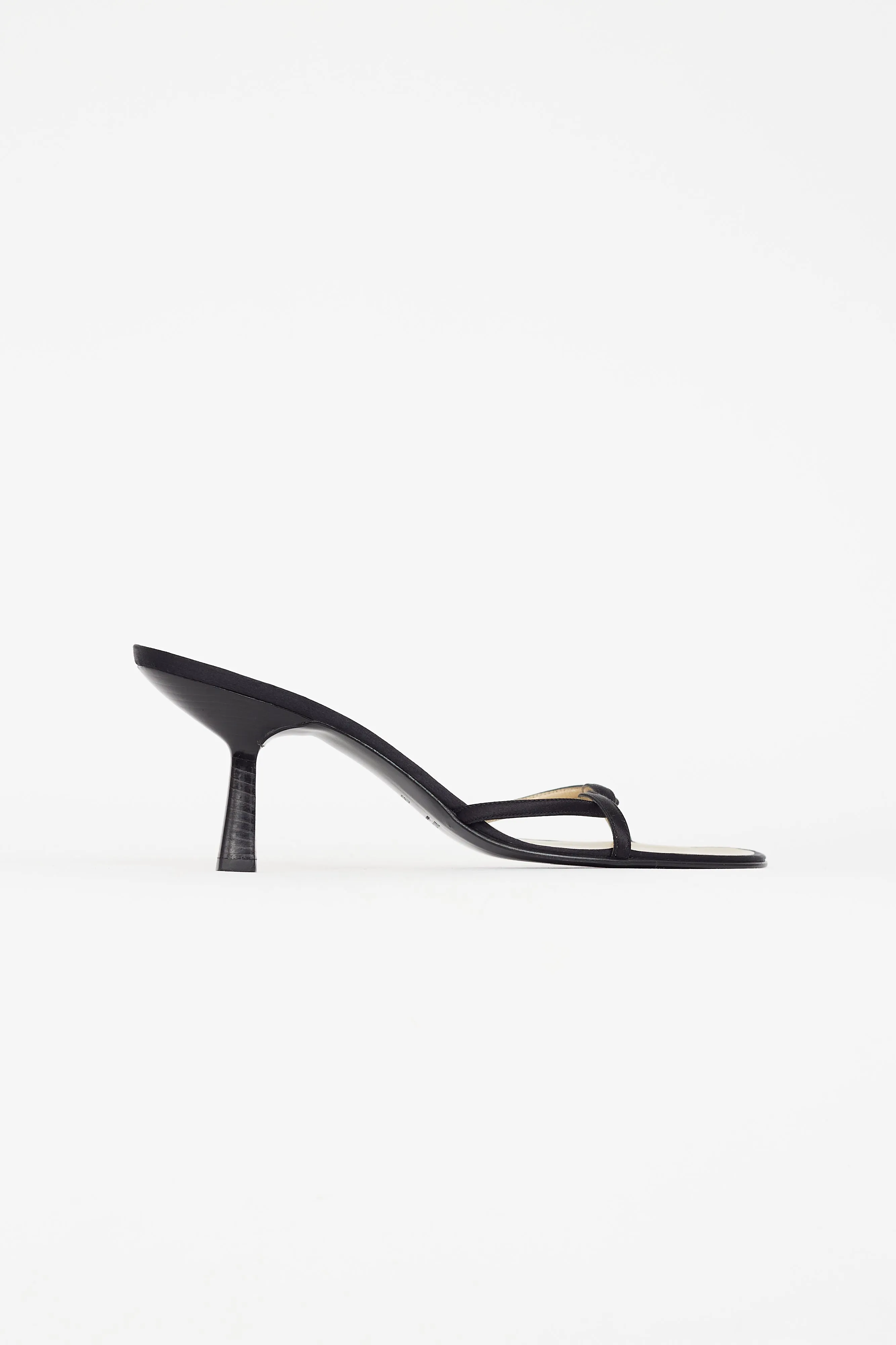 Black Satin Heeled Sandal