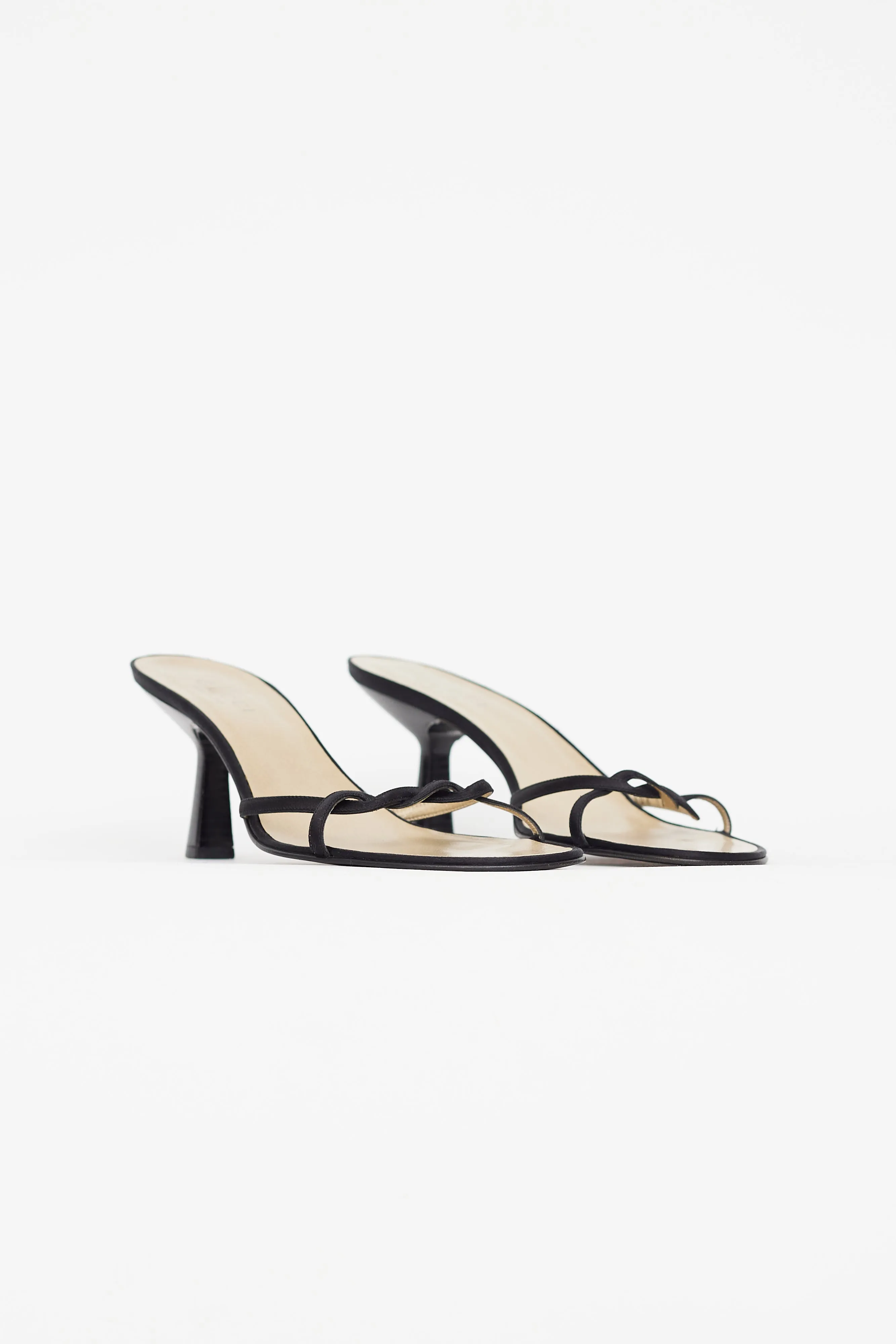 Black Satin Heeled Sandal