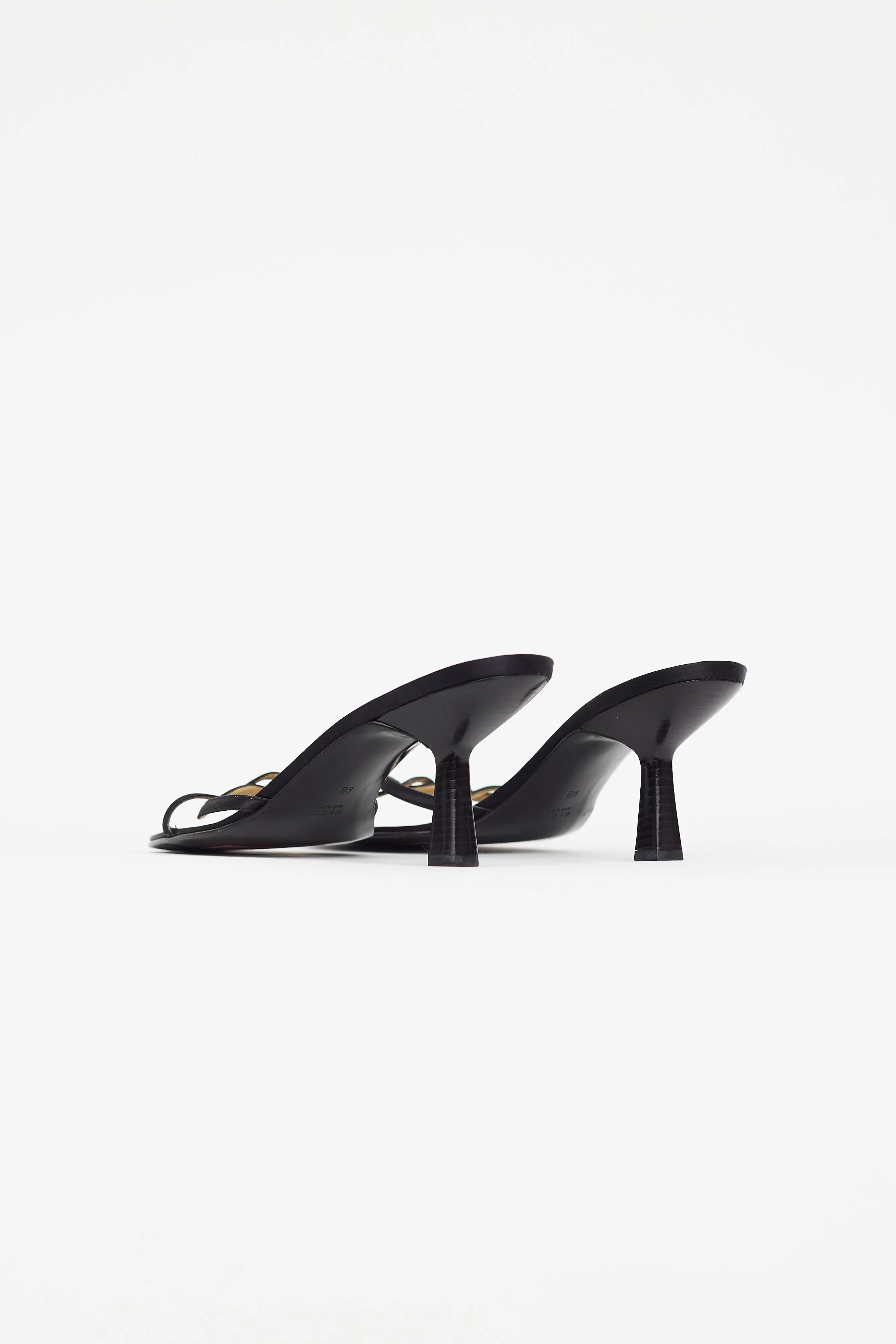 Black Satin Heeled Sandal