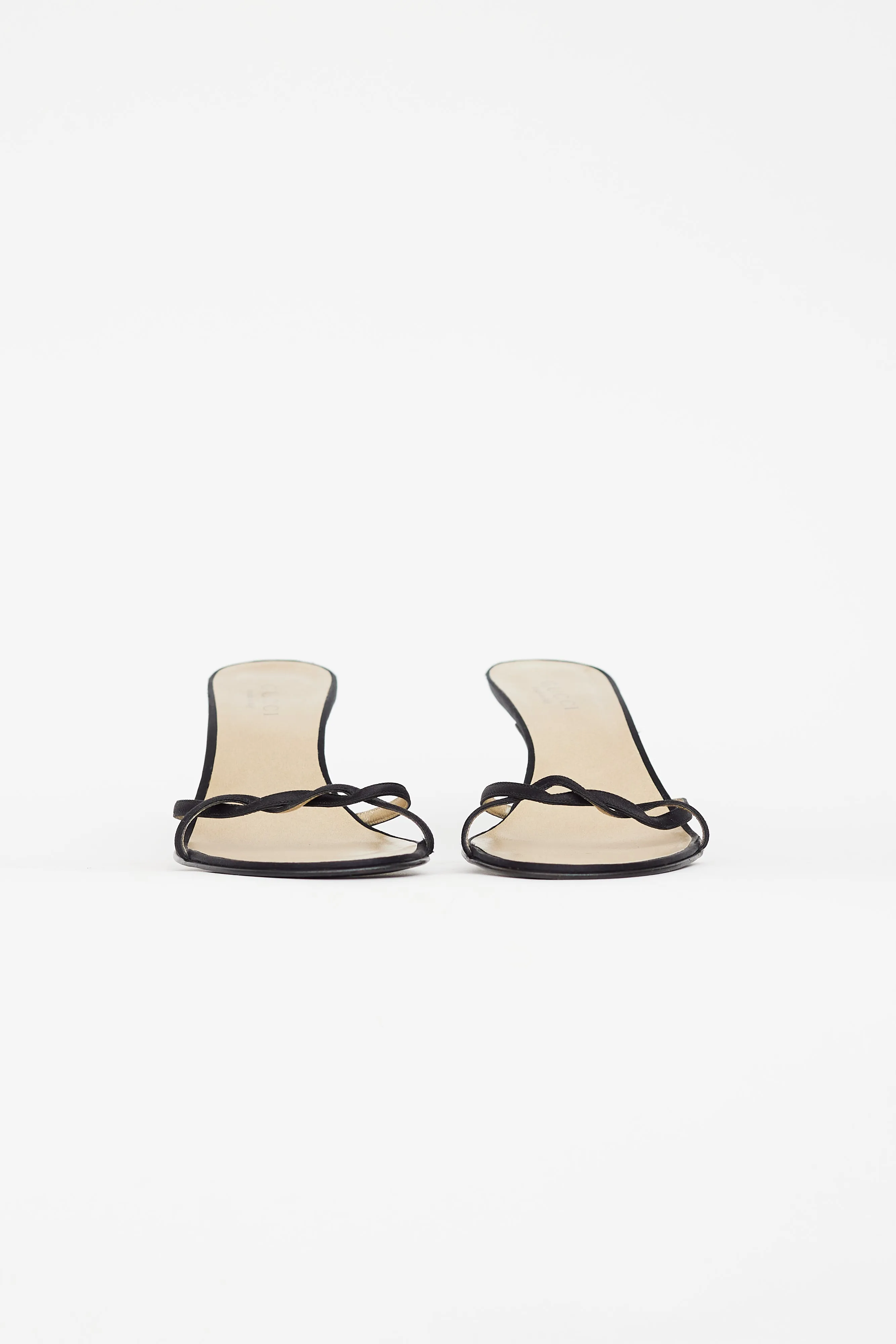 Black Satin Heeled Sandal