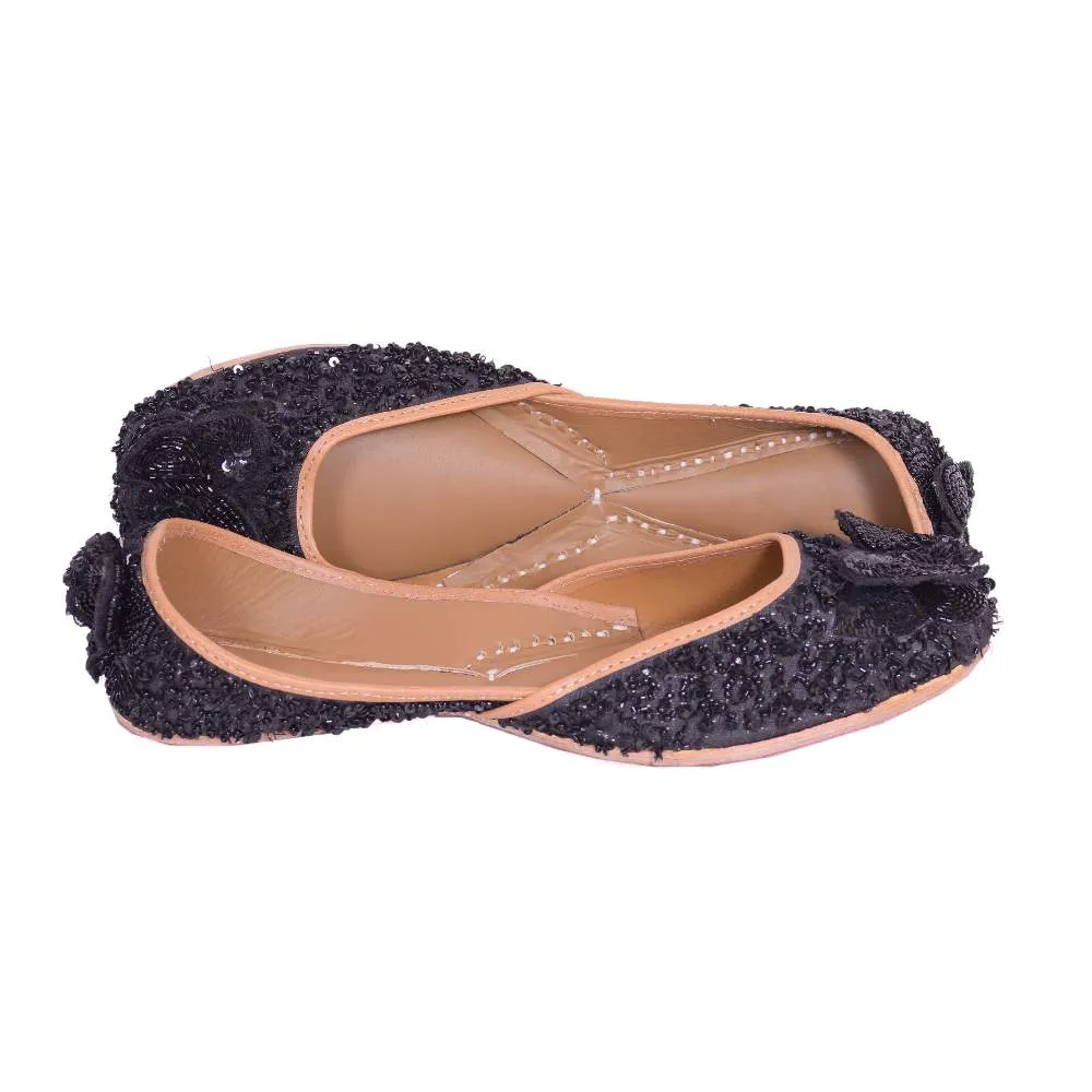 Black Sequin Embellished Women Jutti | Festive And Day Wear