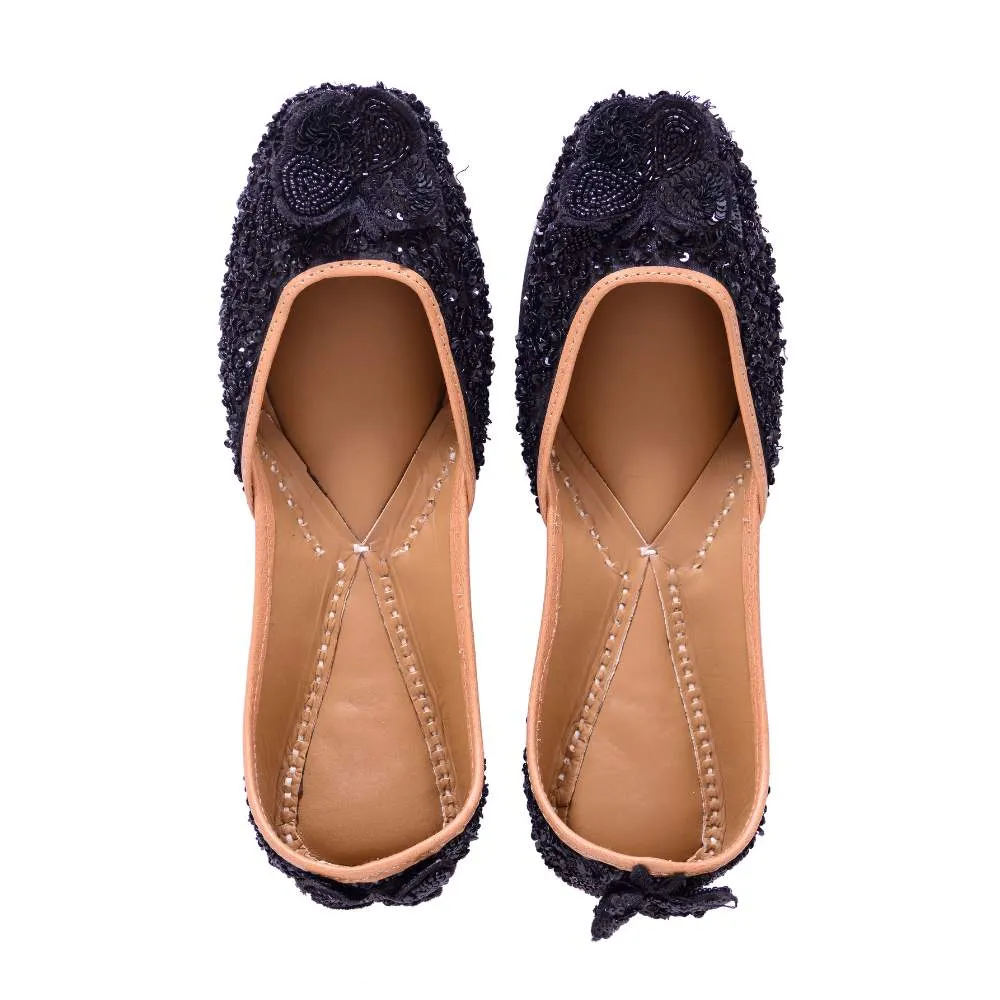 Black Sequin Embellished Women Jutti | Festive And Day Wear
