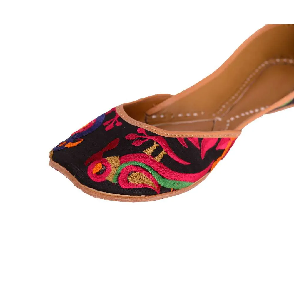 Black Silk Women Hand-Crafted Jutti | Richly detailed | Festive Day Wear