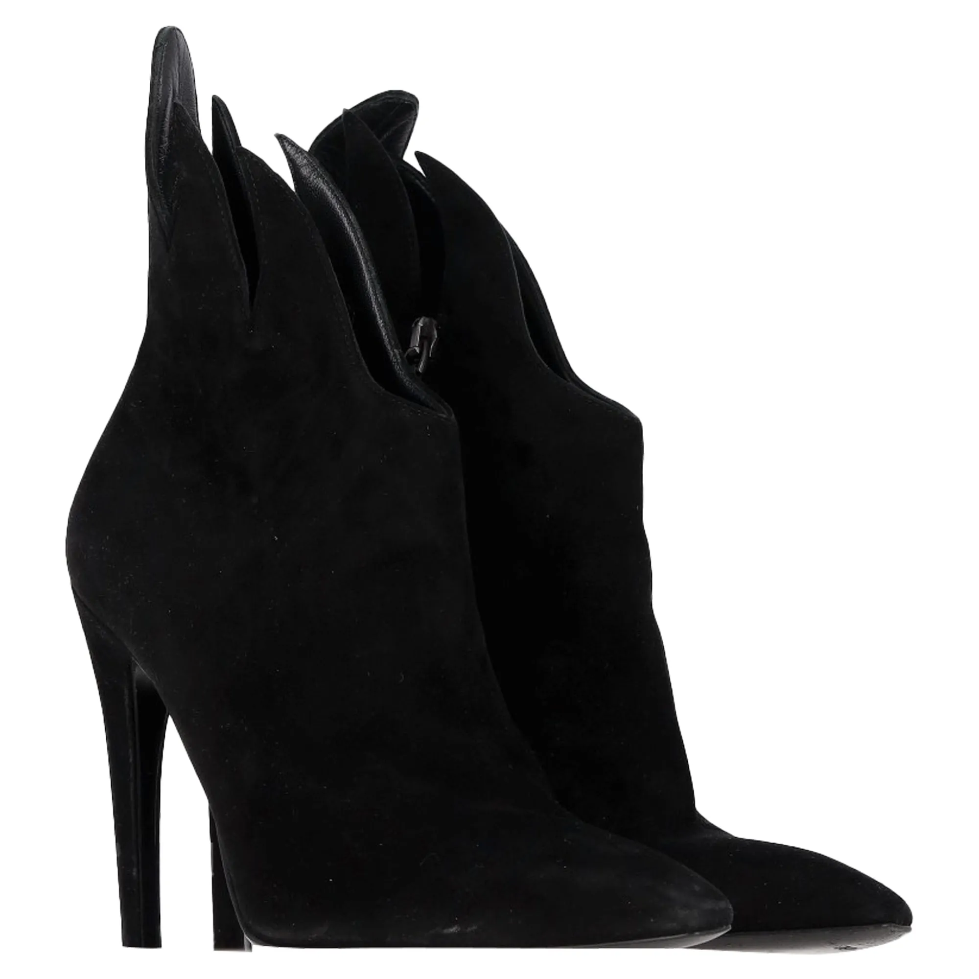 Bottega Veneta Flame Heeled Ankle Boots in Black Suede