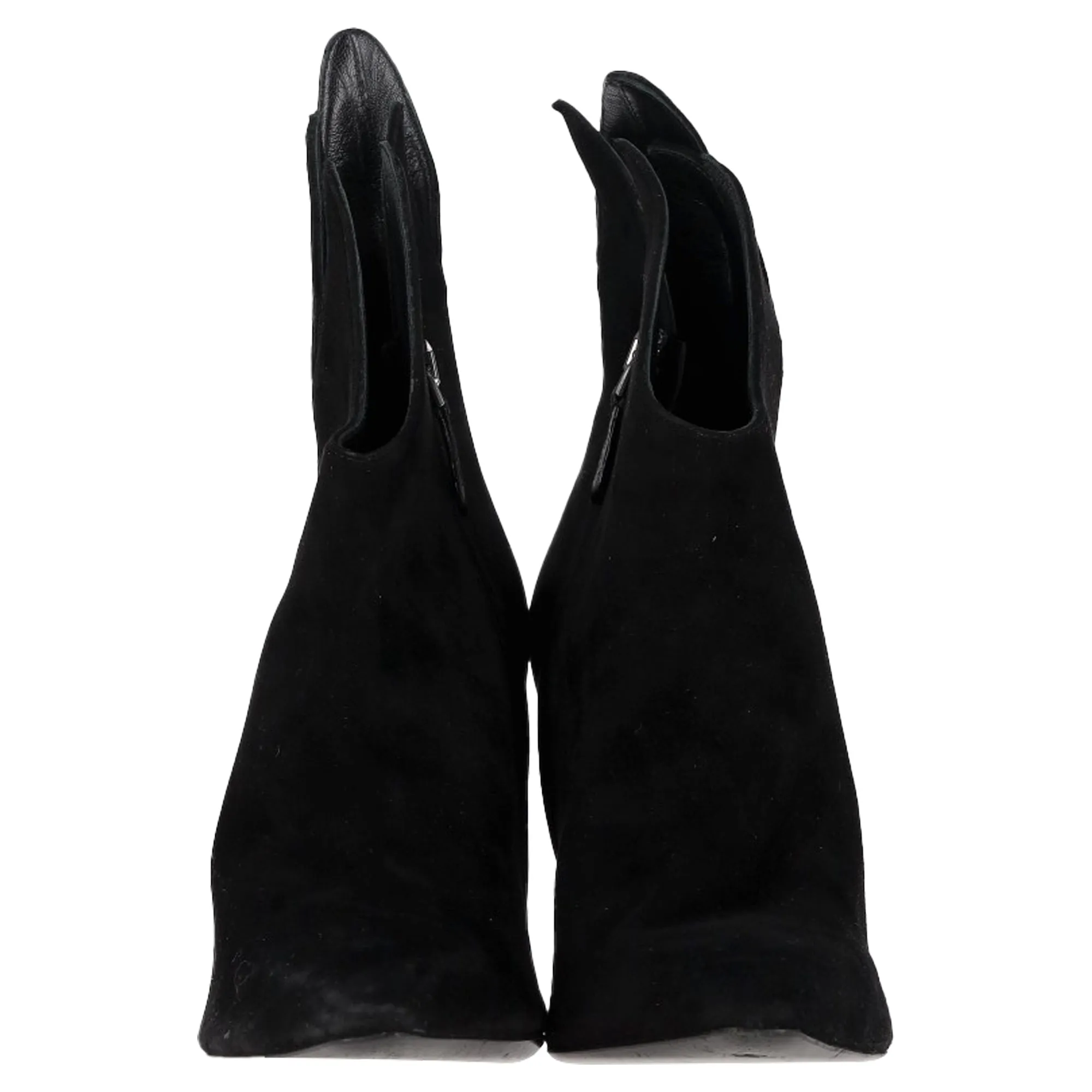 Bottega Veneta Flame Heeled Ankle Boots in Black Suede