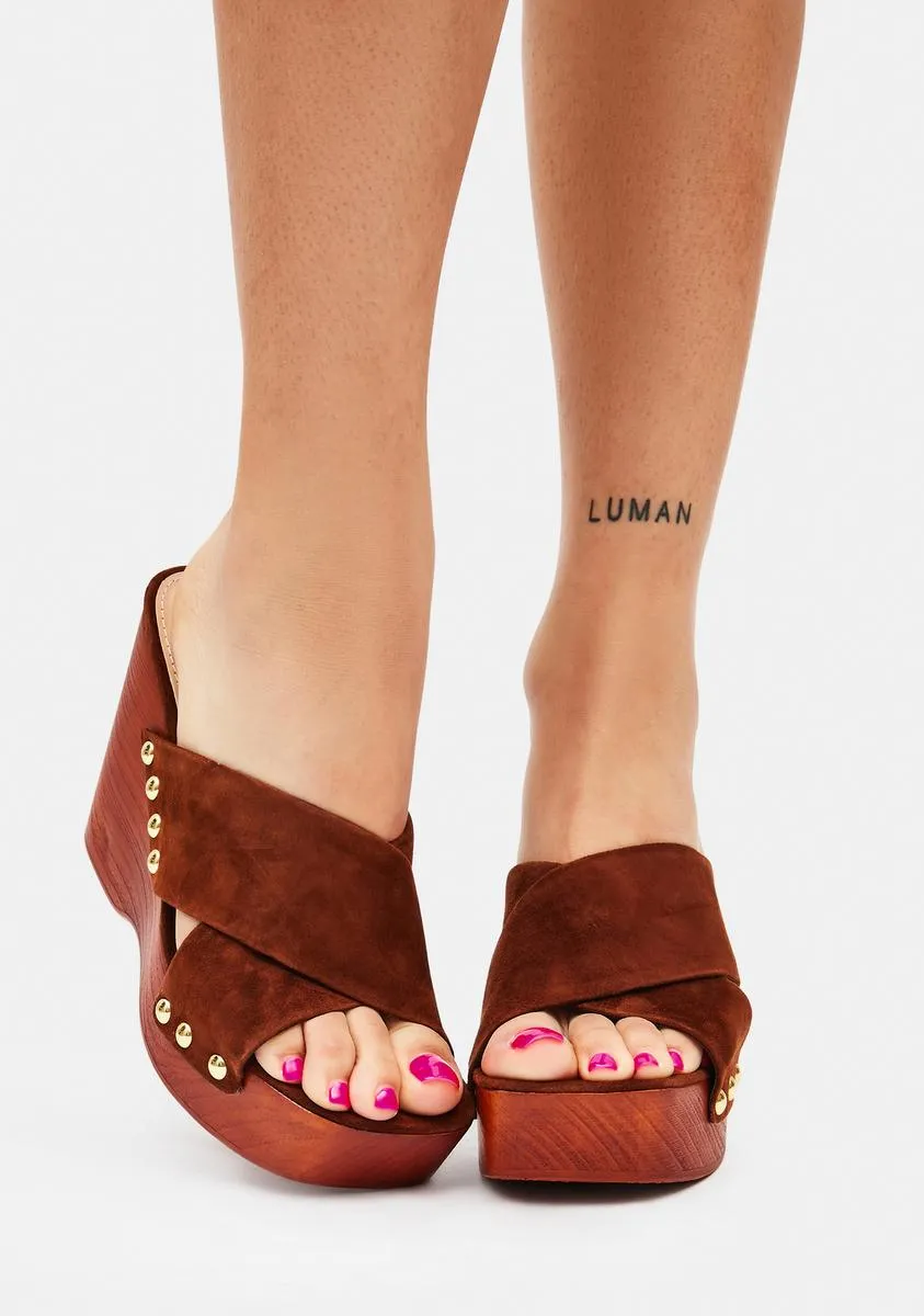 Brown Suede Emiko Wedge Heels