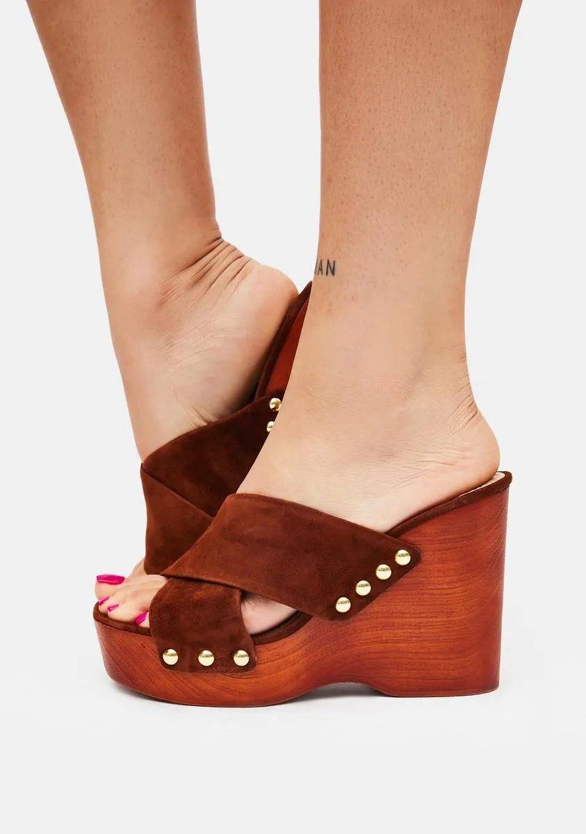 Brown Suede Emiko Wedge Heels