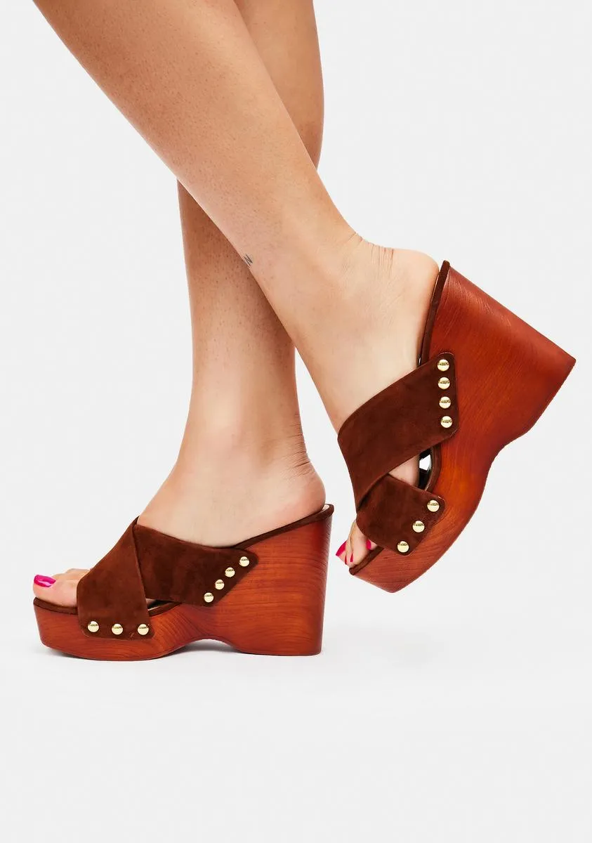 Brown Suede Emiko Wedge Heels