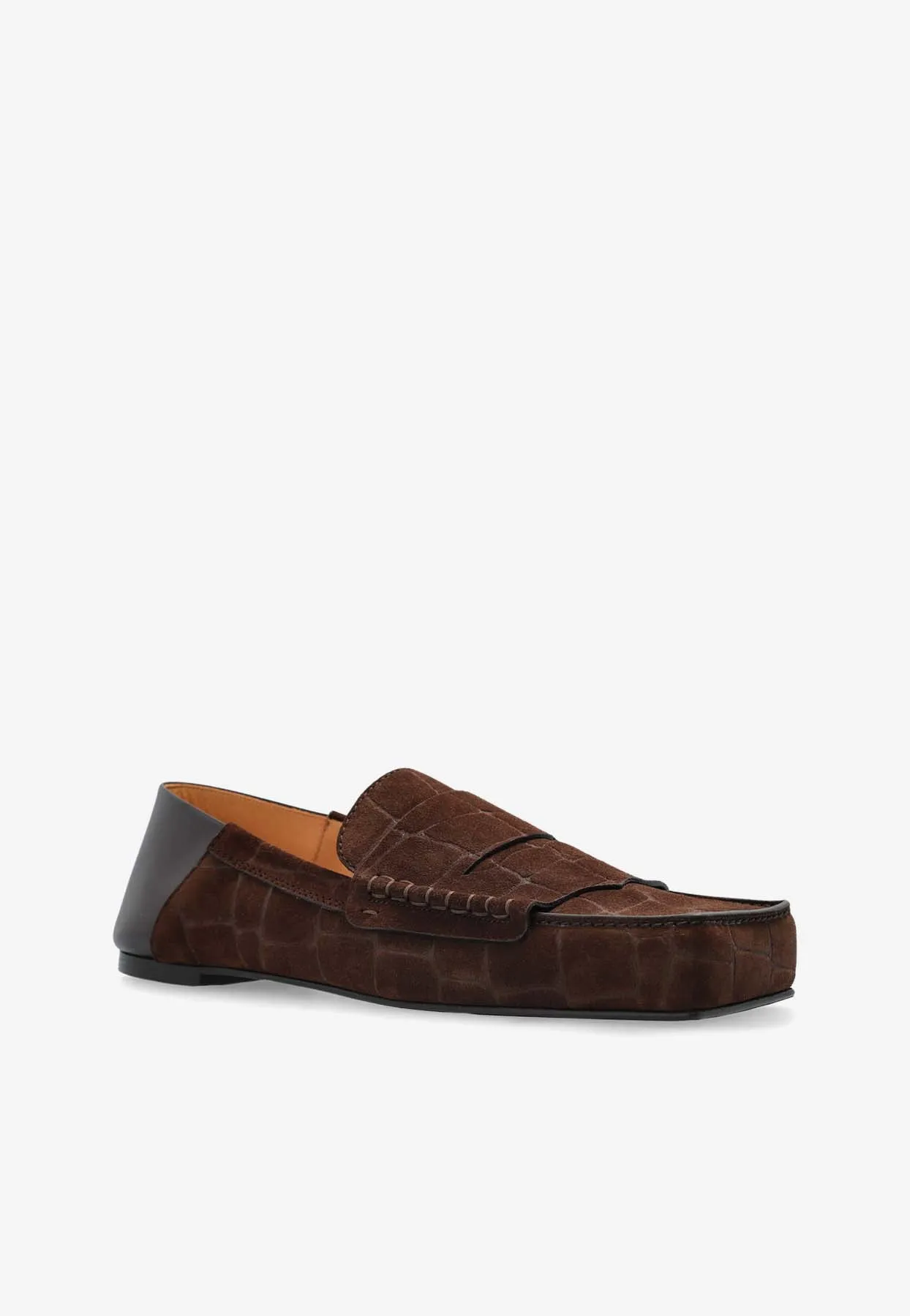 Carré Croc-Embossed Suede Loafers
