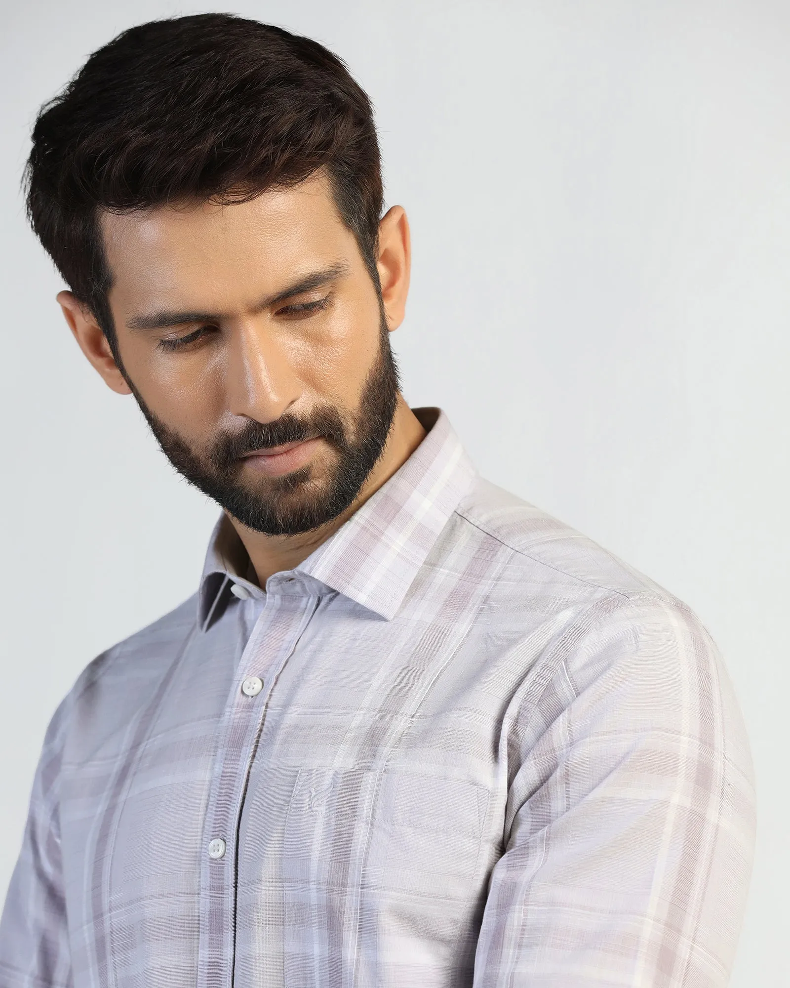 Casual Purple Check Shirt - Revon
