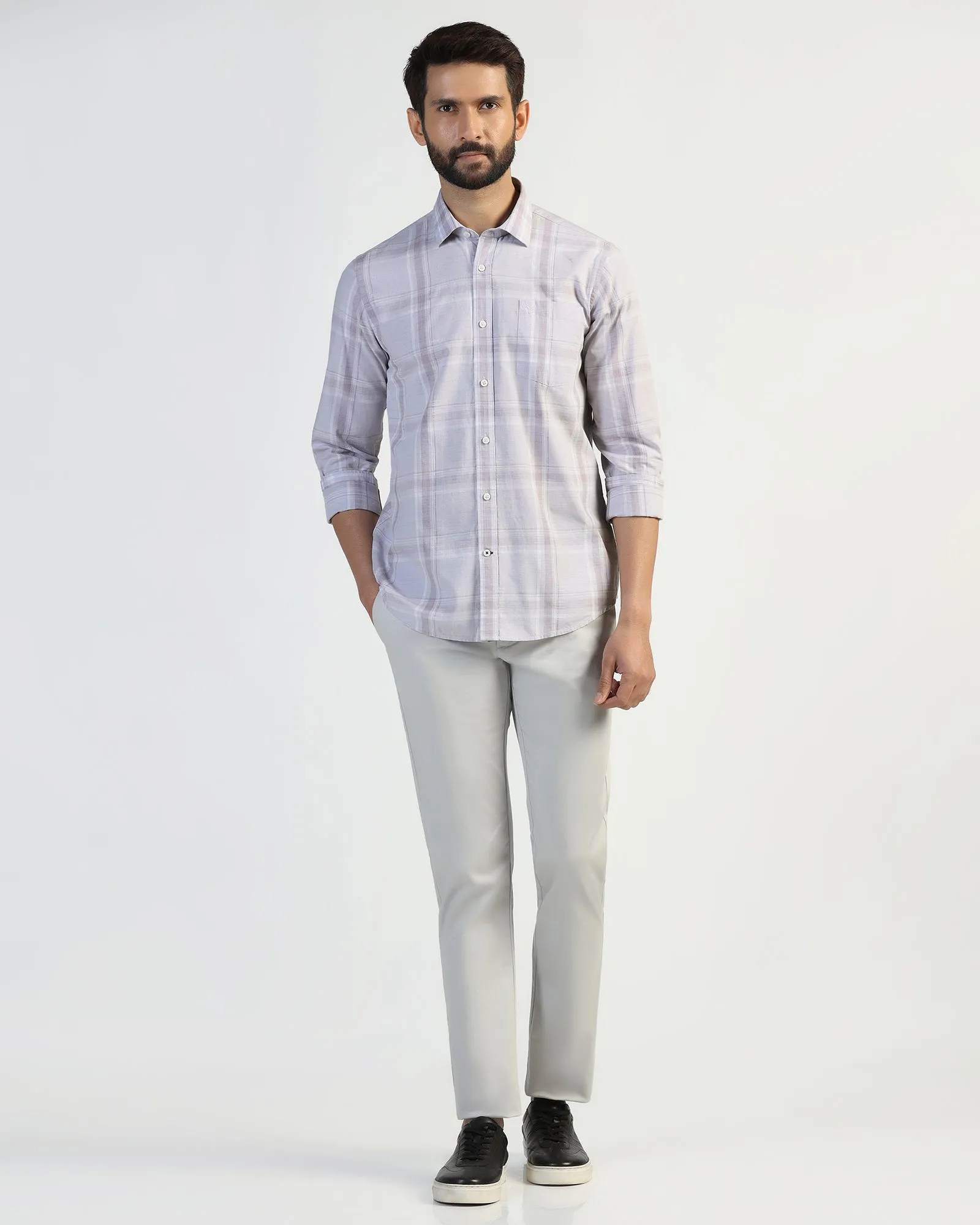 Casual Purple Check Shirt - Revon