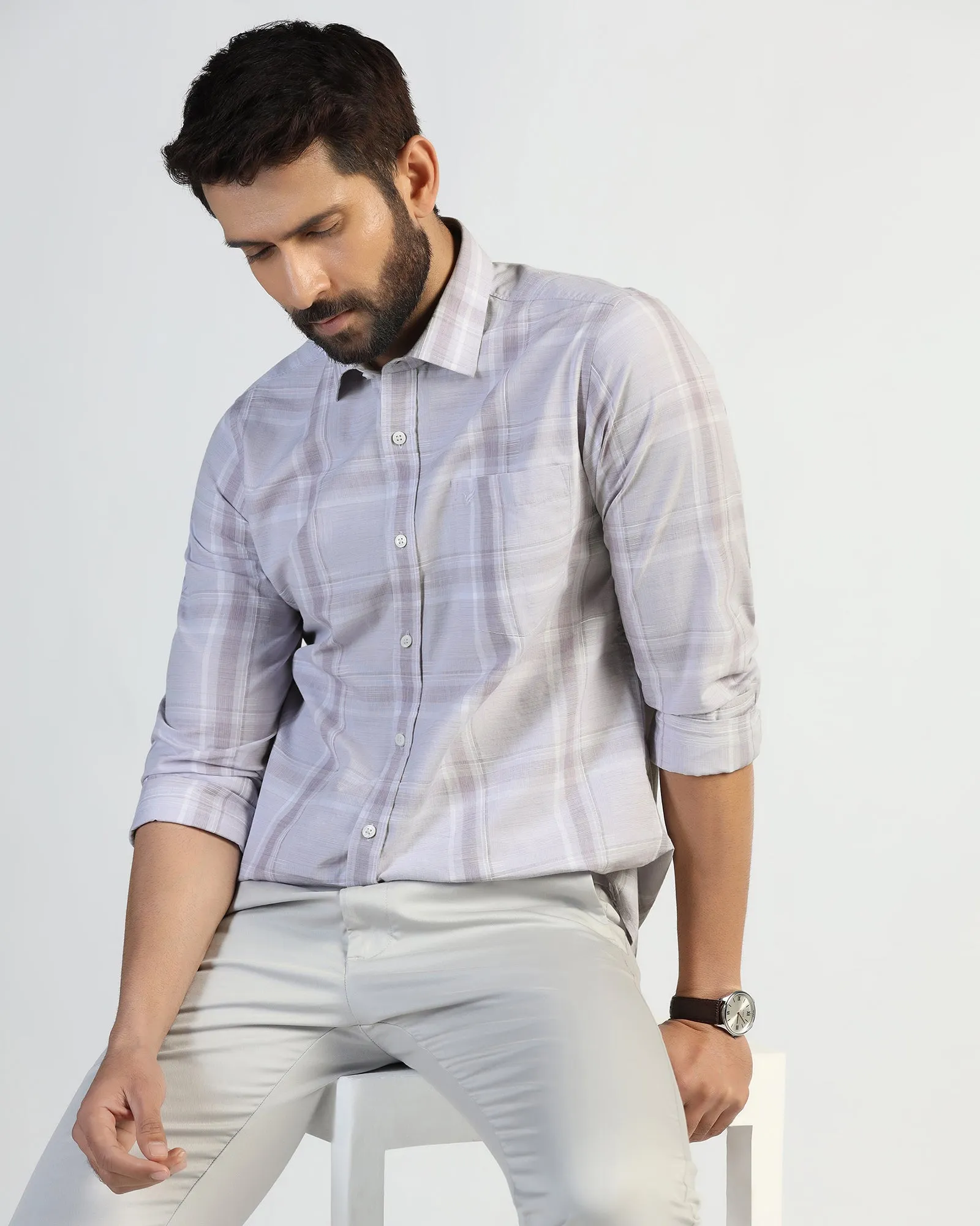 Casual Purple Check Shirt - Revon