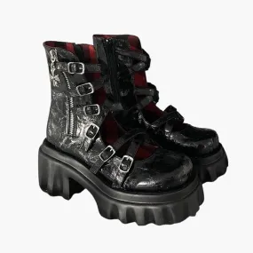 Crust Punk Black Platform Shoes