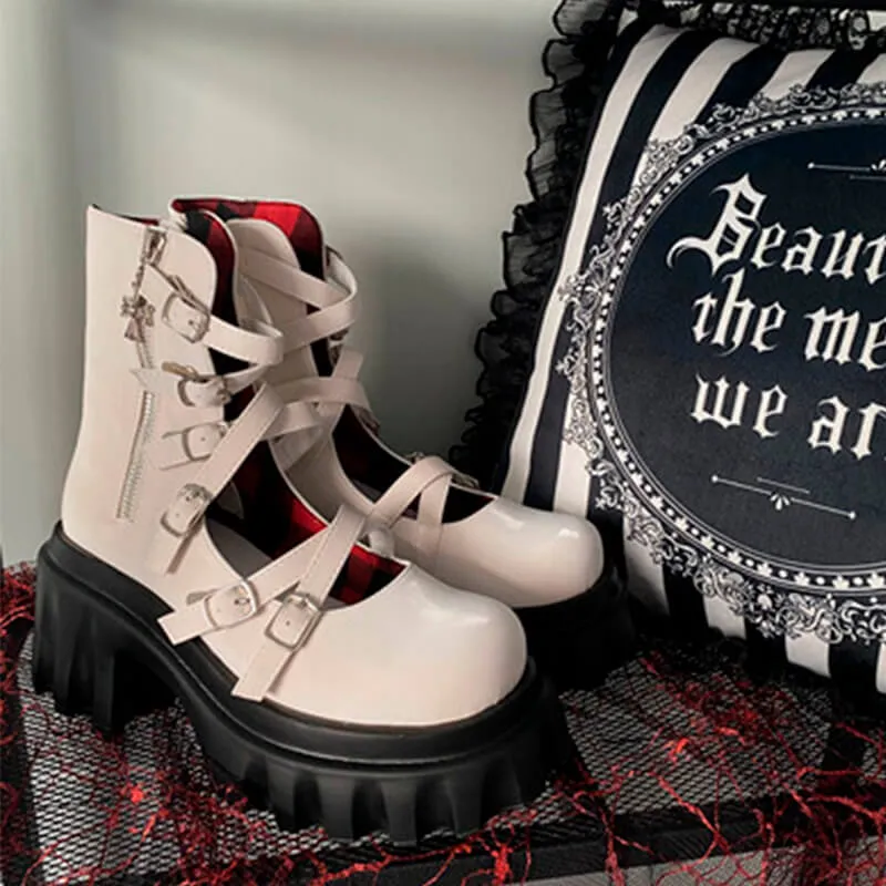 Crust Punk Black Platform Shoes