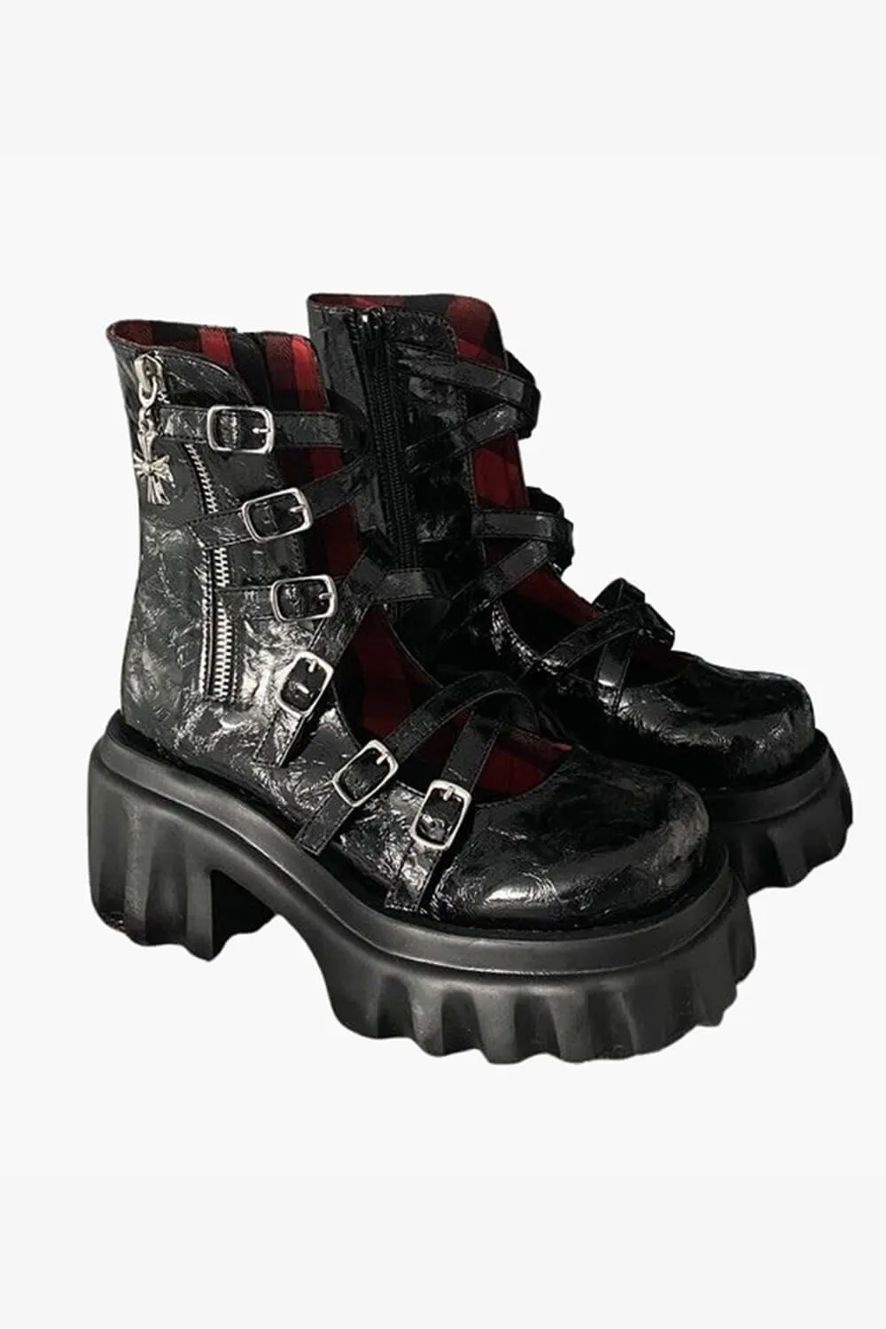 Crust Punk Black Platform Shoes