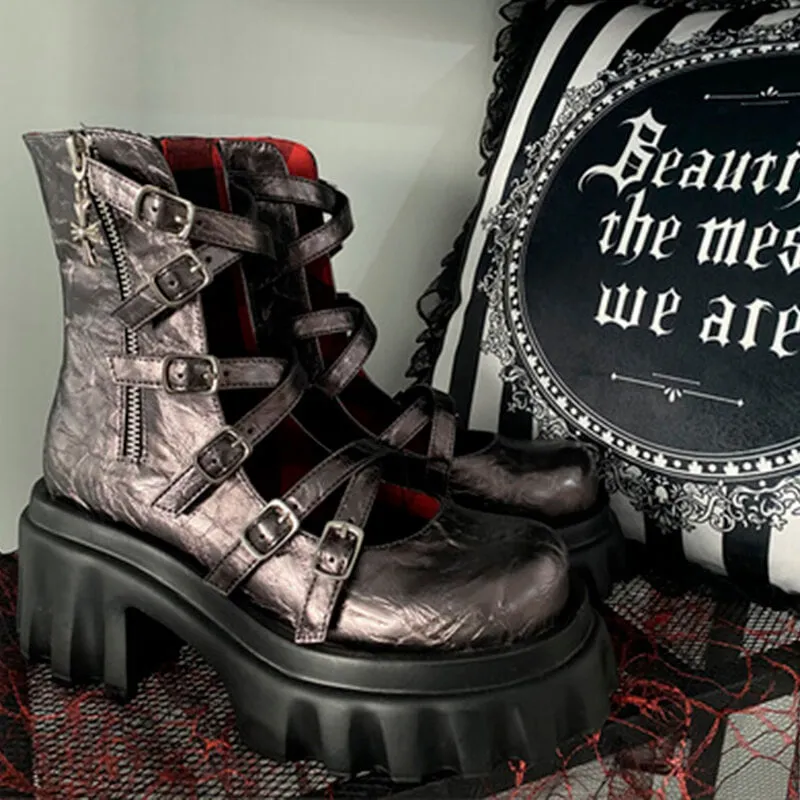 Crust Punk Black Platform Shoes