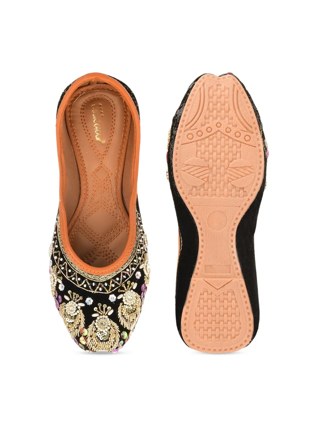 DESI COLOUR Women Embellished Ethnic Mojaris Flats