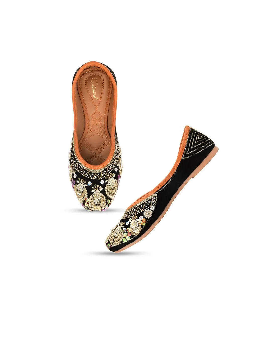 DESI COLOUR Women Embellished Ethnic Mojaris Flats