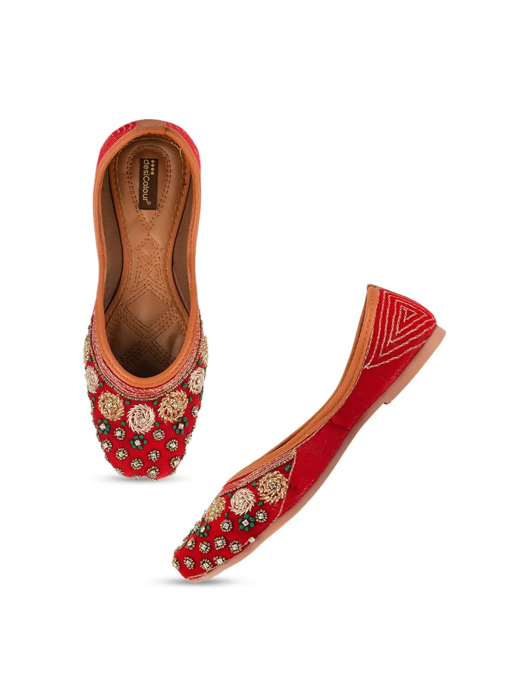 DESI COLOUR Women Embellished Ethnic Mojaris