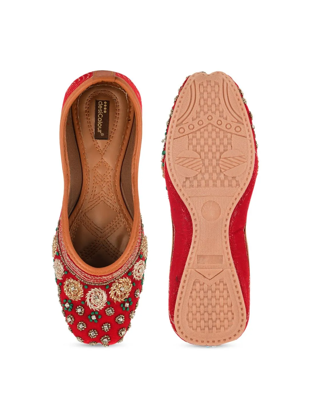 DESI COLOUR Women Embellished Ethnic Mojaris