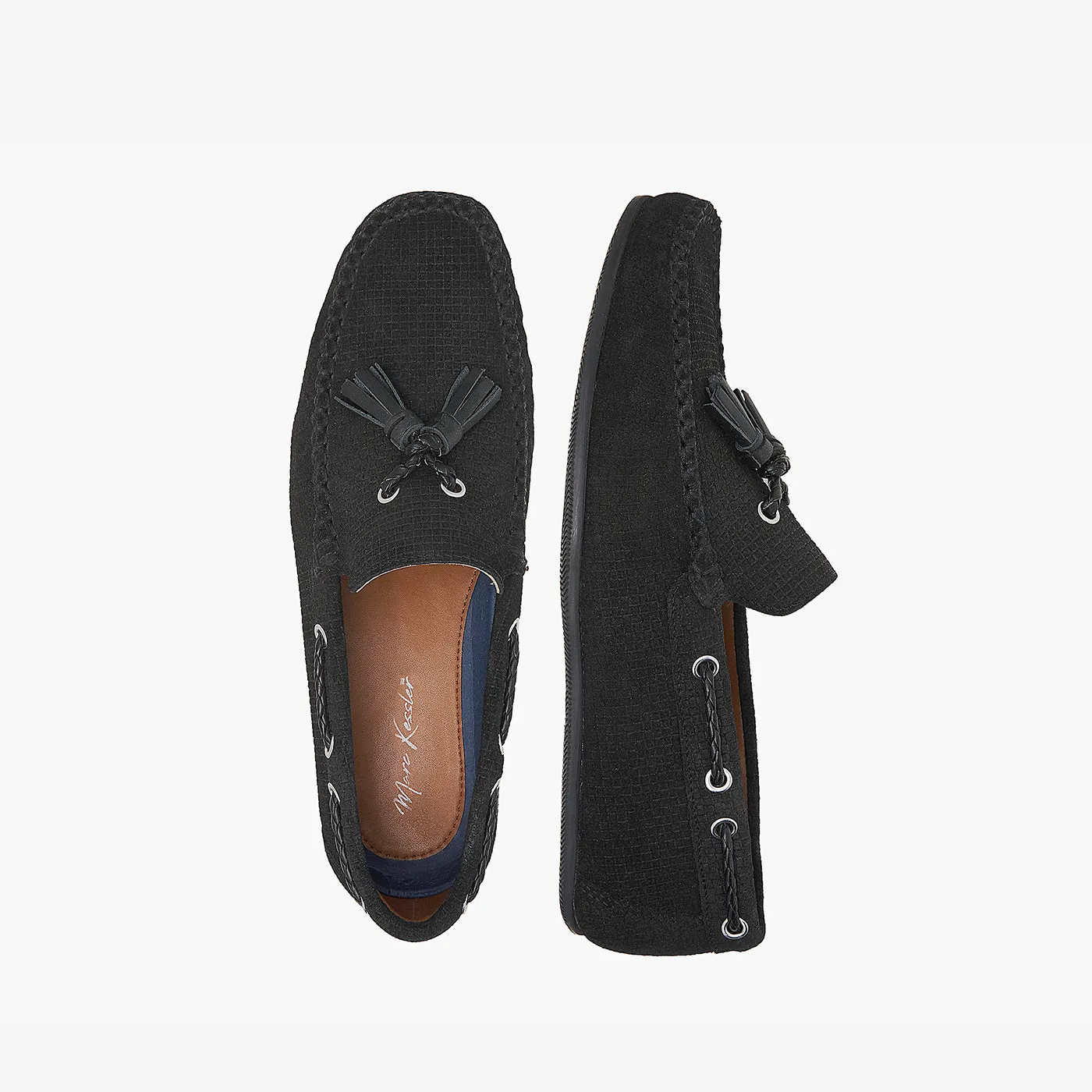 Embossed Suede Loafers