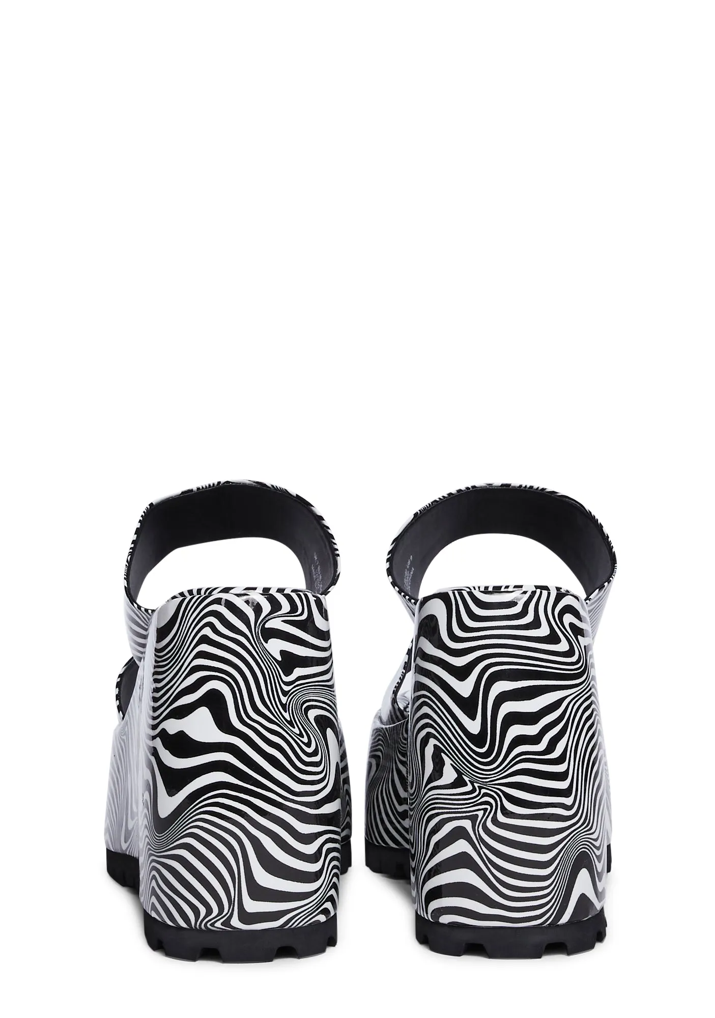 Gabriella Platform Wedge Mules - Black/White