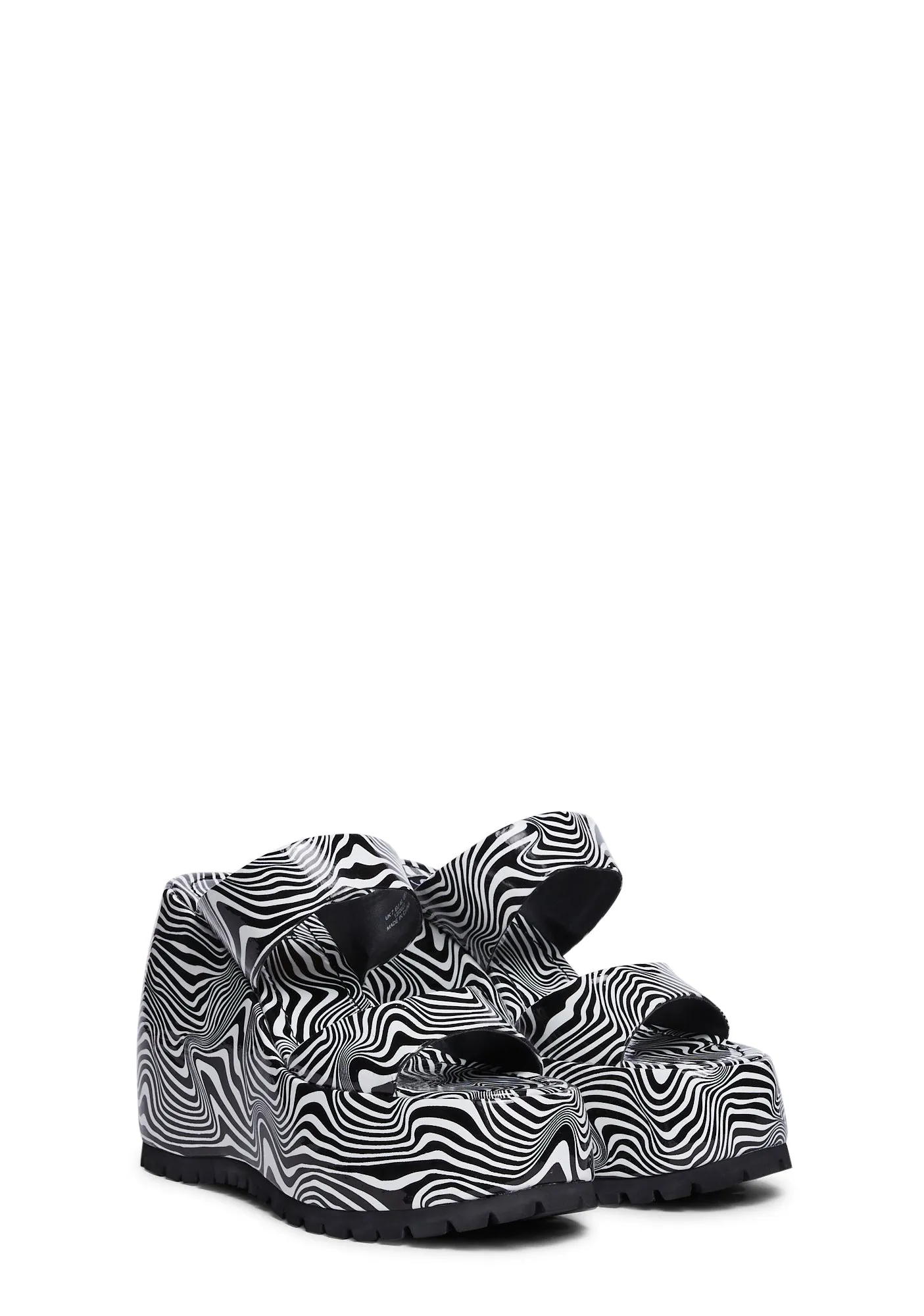 Gabriella Platform Wedge Mules - Black/White